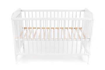 hopsibaby Babybett Weiß EMI 60 × 120 Gitterbett (mit oder ohne) Matratze höhenverstellbar, Made in Europe