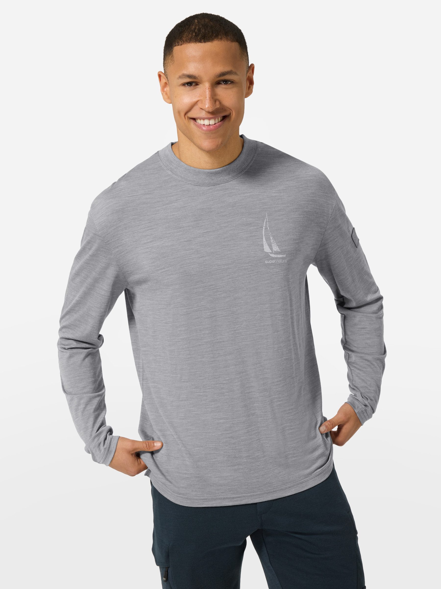 SUPER.NATURAL Langarmshirt für Herren, nachhaltig, Merino mit Sommer ...
