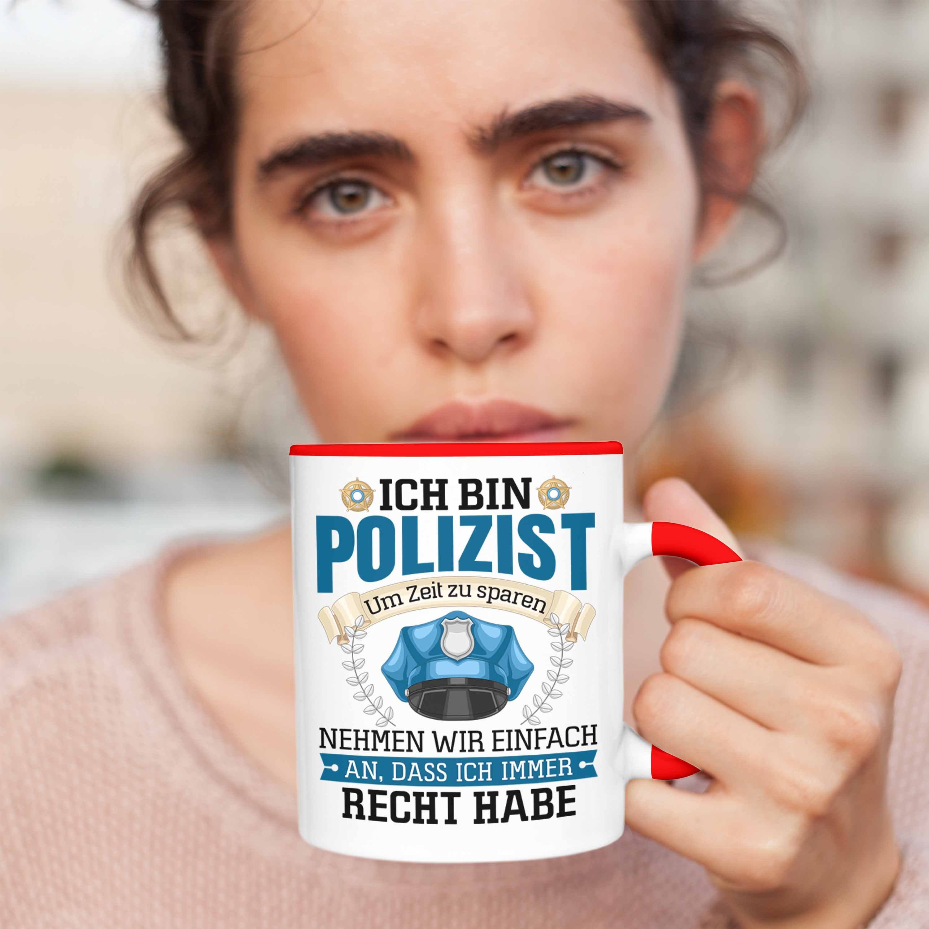 Trendation Tasse Polizist Tasse Geschenk Polizei Rot Lustiger Spruch Bester Männer