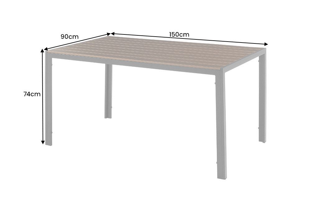 riess-ambiente Gartentisch DESIGNO 150cm dunkelbraun / schwarz (Einzelartikel, 1-St), wetterfest · Aluminium · Outdoor · Terrasse · bis 4 Personen · Design