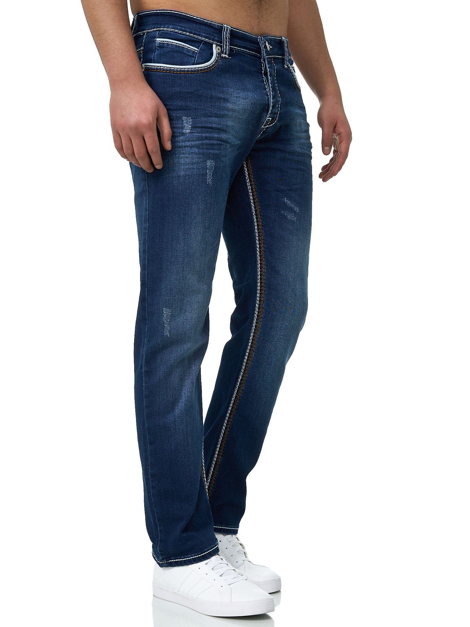 John Kayna Regular-fit-Jeans John Kayna Herren Jeans Regular Fit Straight  Hose Chino Herrenjeans (Jeanshose Designerjeans Bootcut, 1-tlg) Freizeit  Business Casual