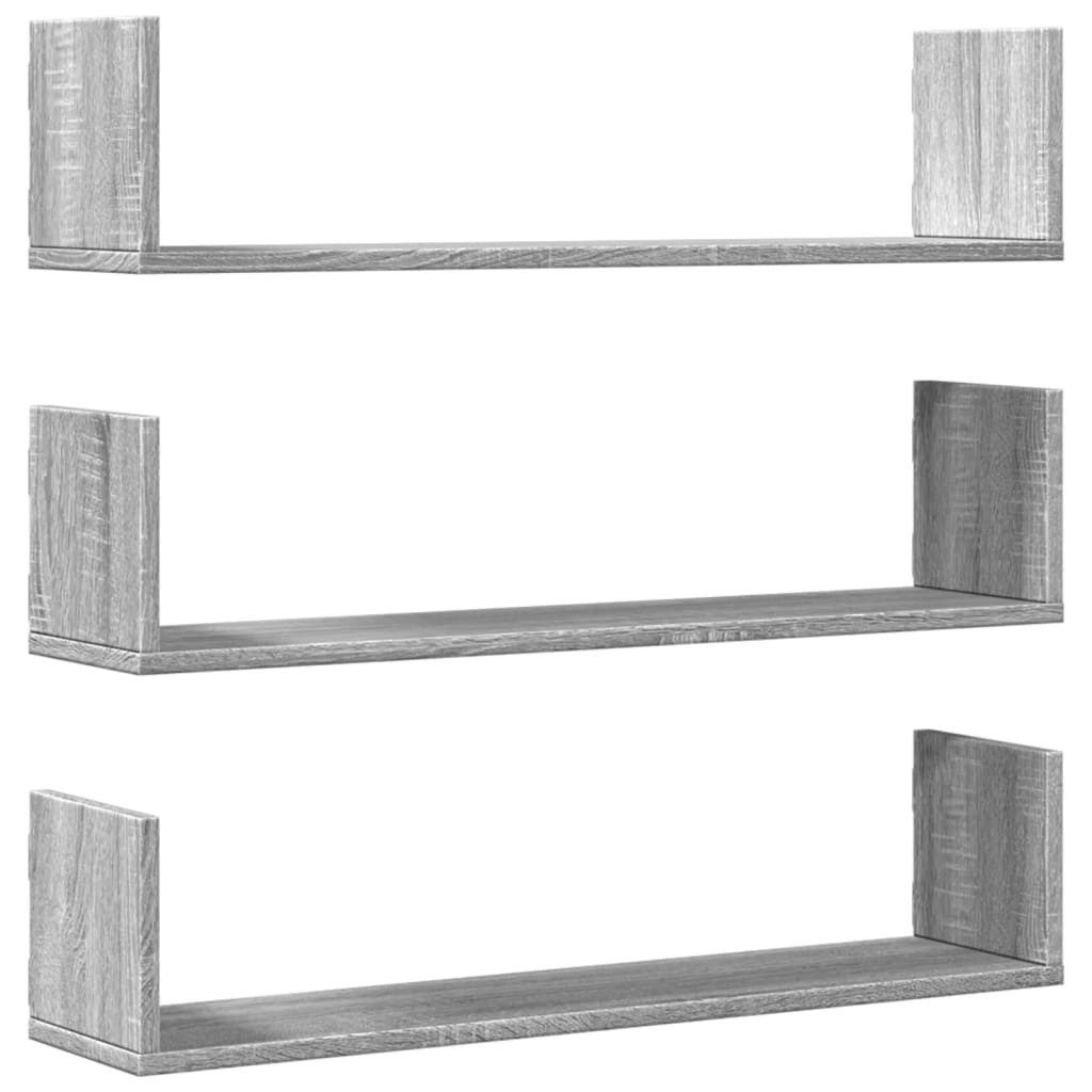 vidaXL Regal Wandregale 3 Stk. Grau günstig online kaufen