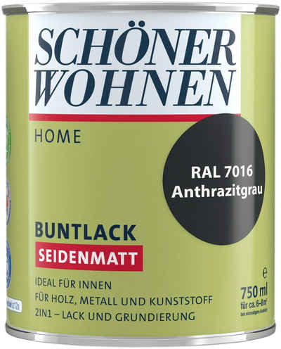 SCHÖNER WOHNEN-Kollektion Lack Home Buntlack, 750 ml, anthrazitgrau RAL 7016, seidenmatt, für innen, 2in1-Lack