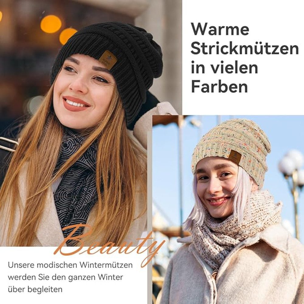 Blusmart Fleecemütze Winterstrickmütze (Grobstrick, gefüttert, Thermomütze) Unisex, ein Must-Have für den Winter