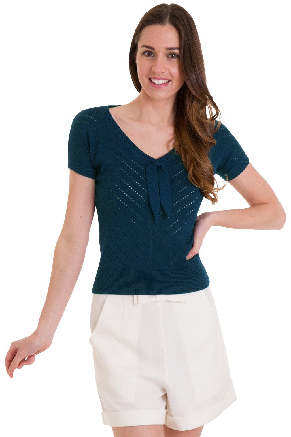 Banned Shirttop Patricia Pointelle Retro Vintage Oberteil Rockabilly