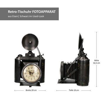 BOLTZE Dekoobjekt Tischuhr Fotoapparat schwarz Vintage-Tischuhr Retro antike Deko-Uhr