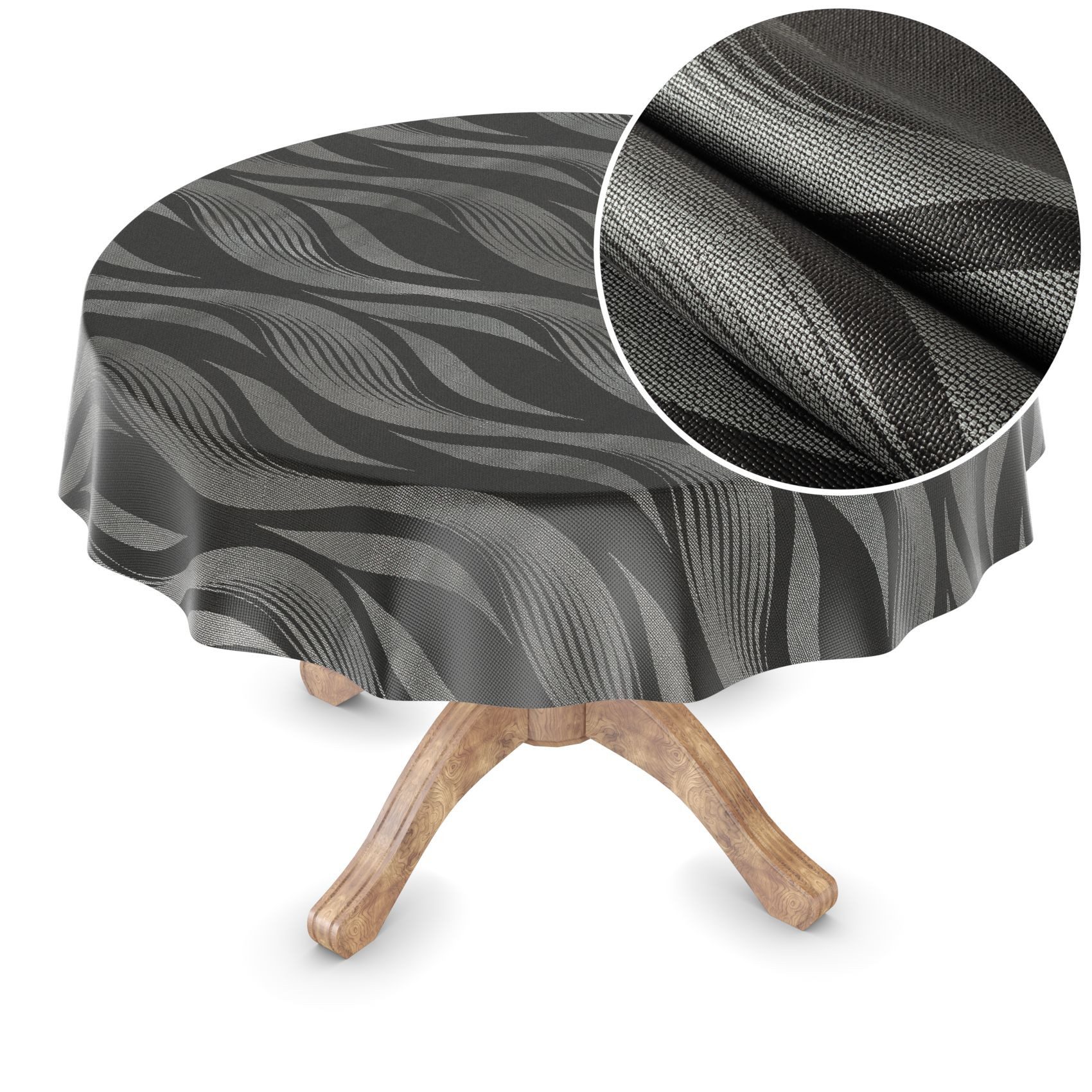 ANRO Tischdecke Besonders Feine Wachstuchtischdecke Premium Gartentischdecke (Einzelstück 1-tlg), Prägung Rund 100cm wasserabweisend