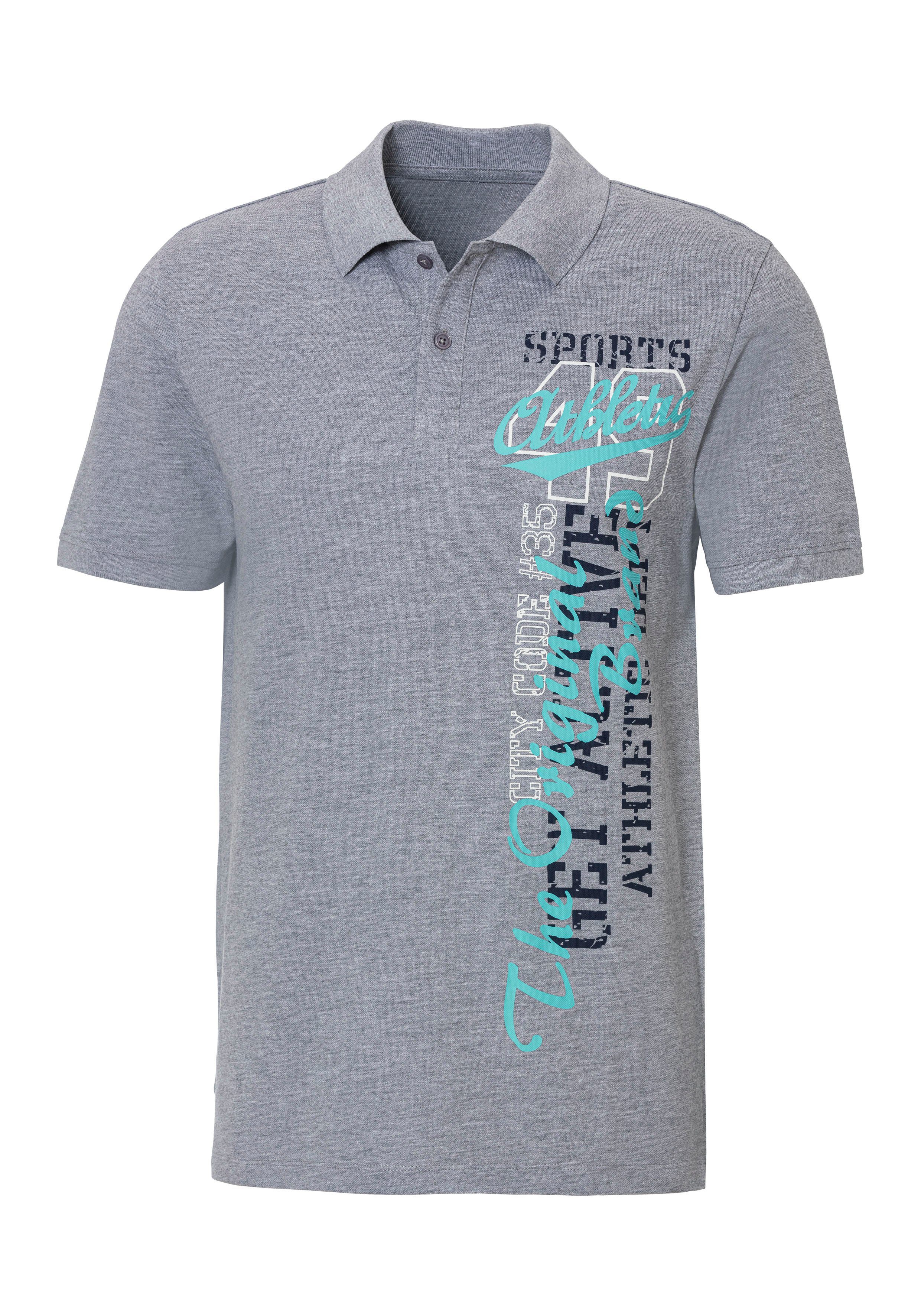 John Devin Poloshirt, mit großem Druck vorn aus Baumwoll-Piqué günstig online kaufen