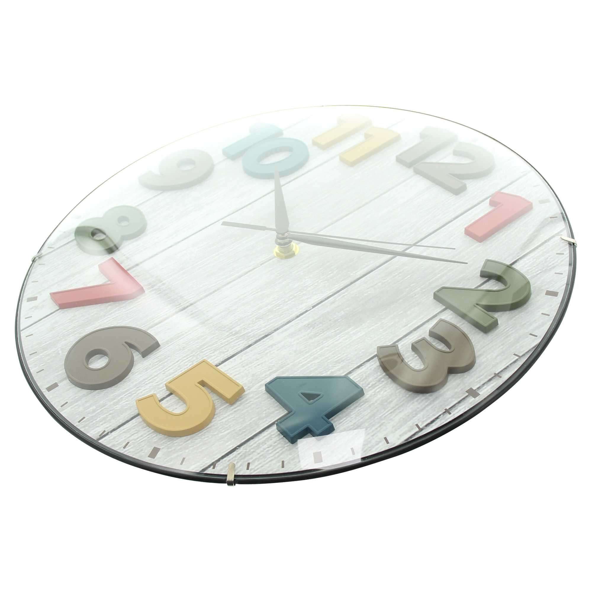 Dekoleidenschaft Wanduhr "Bunt" Ø 30 cm groß, in Holz Optik grau, moderne U günstig online kaufen