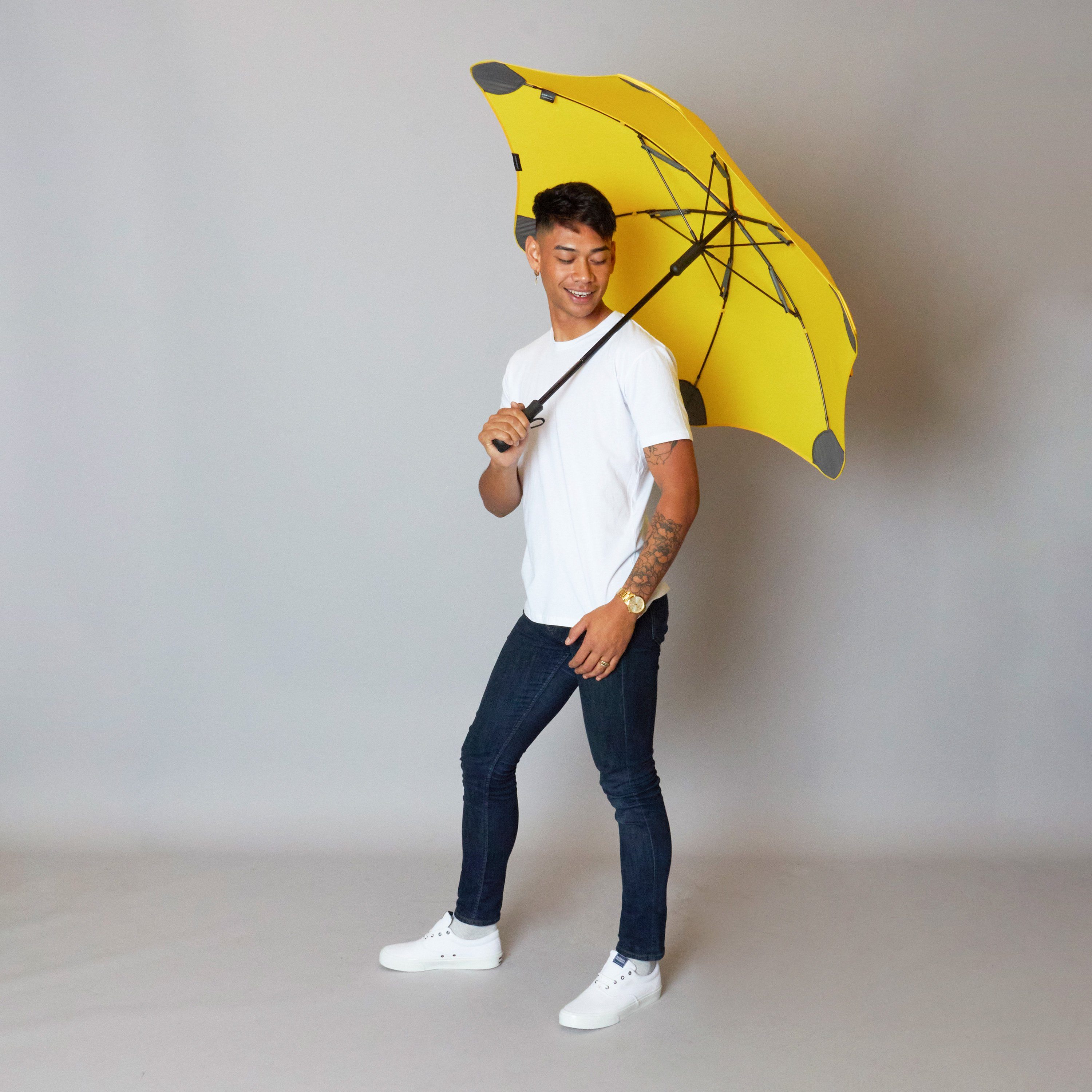 Classic, Technologie, patentierte herausragende Stockregenschirm einzigartige Silhouette gelb Blunt