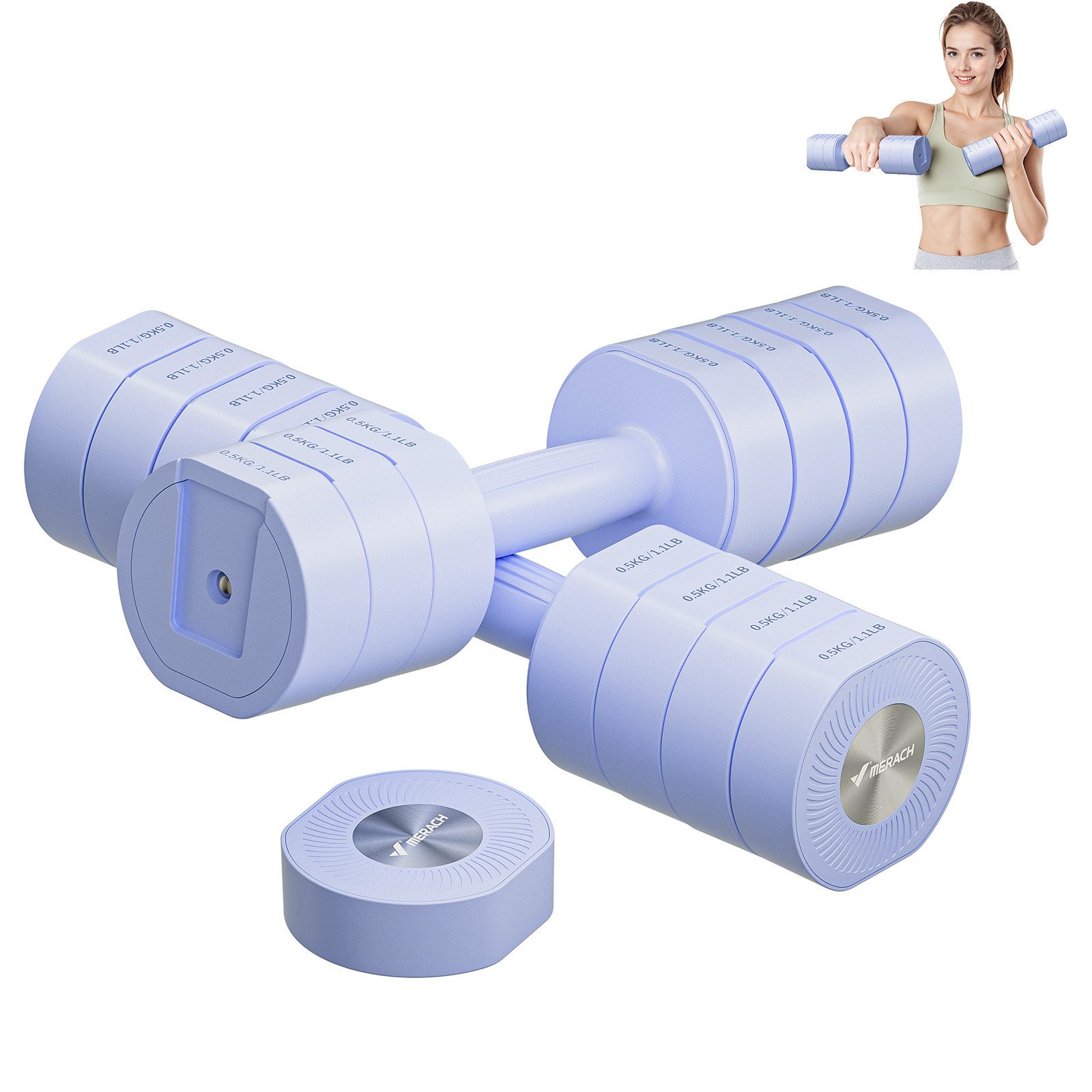 MERACH Hantel 4 in 1 Hanteln Set Verstellbar, Fitness Hanteln für Zuhause, (Kurzhanteln 2er Set, Hanteln Set, 1-4KG Gewichte Verstellbare Hanteln, Gewichte Hantel), Dumbbell Set für Krafttraining, Fitness, Home Gym, Geschenk