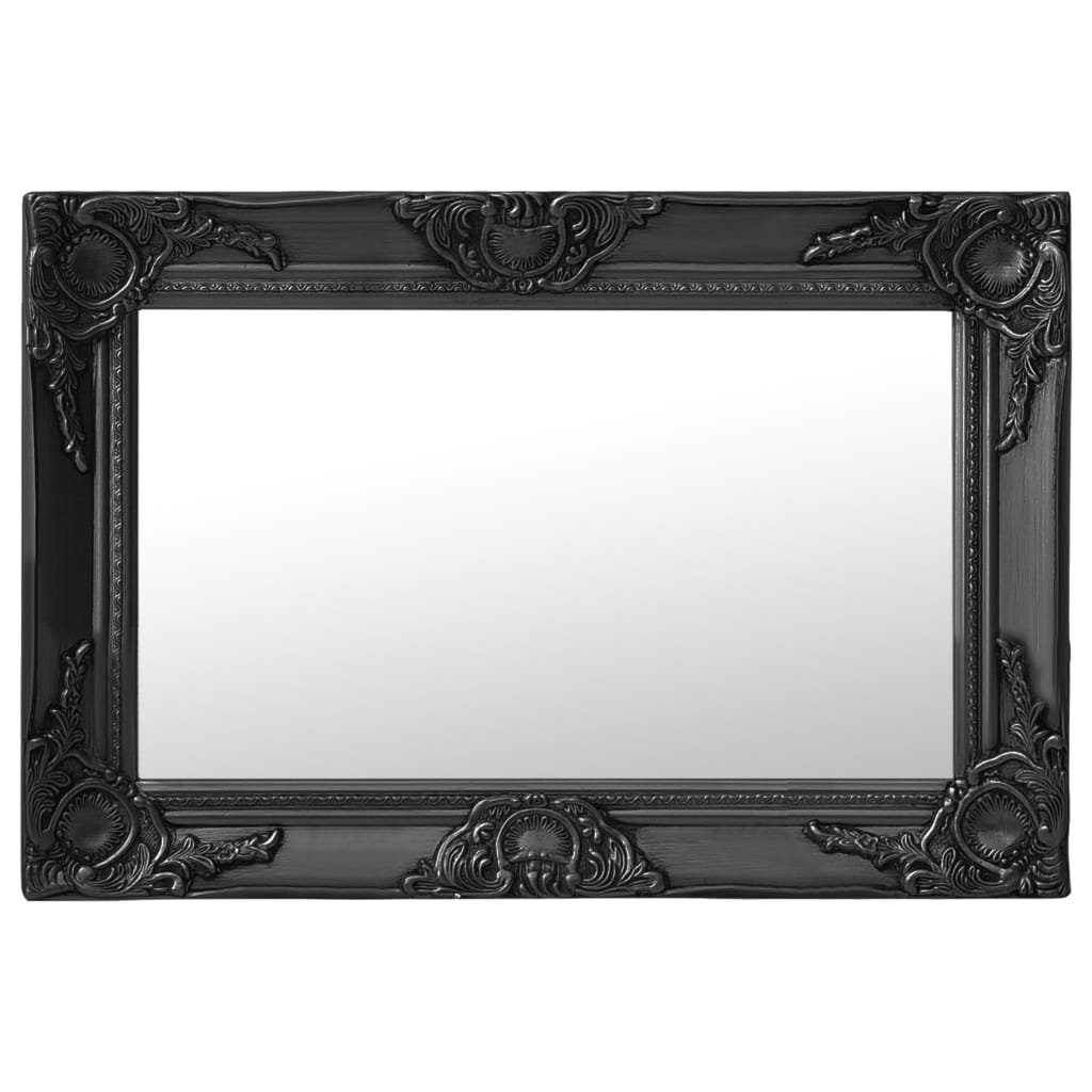 vidaXL Barockspiegel aus Holz und Glas in Schwarz (BxH: 60x40 cm)
