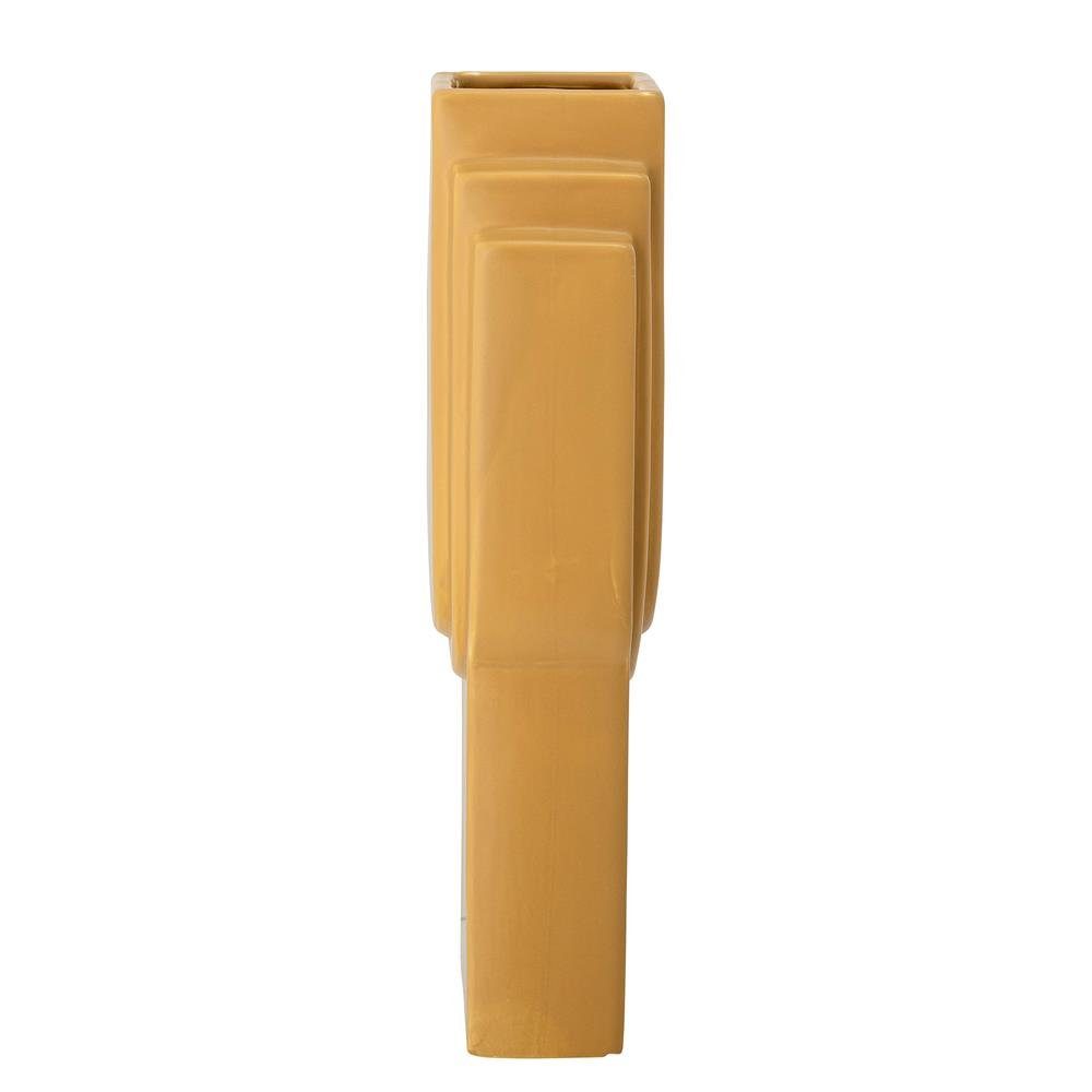 Bloomingville Dekovase Ata, Gelb, aus Steingut, 16,5 x 30,5 x 7,5 cm, Dänisches Design