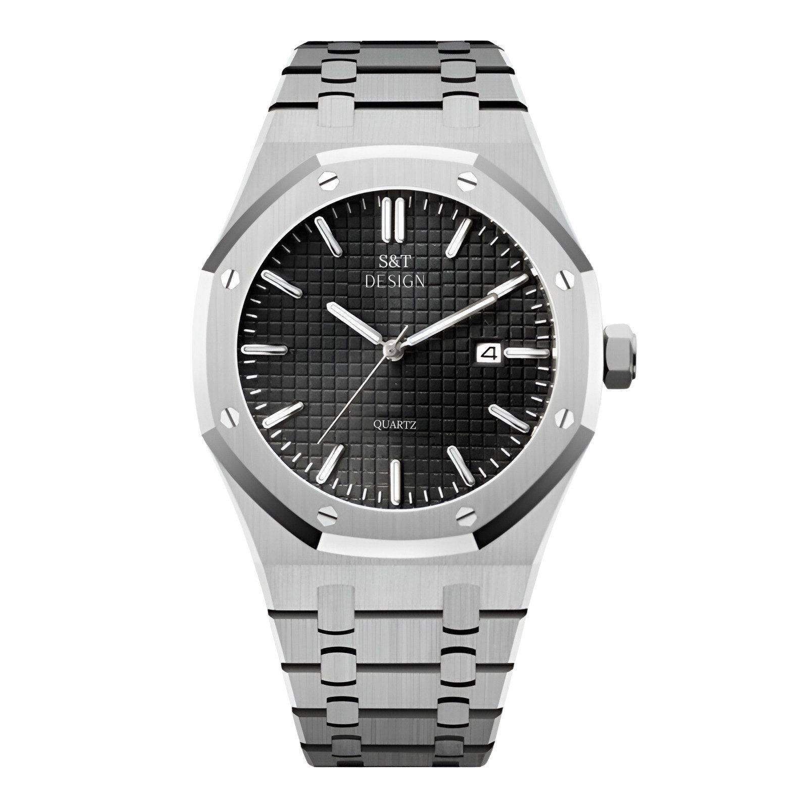S&T Design Quarzuhr Herrenuhr Armbanduhr Edelstahl Herren Uhr, (inkl. Armbandkürzer