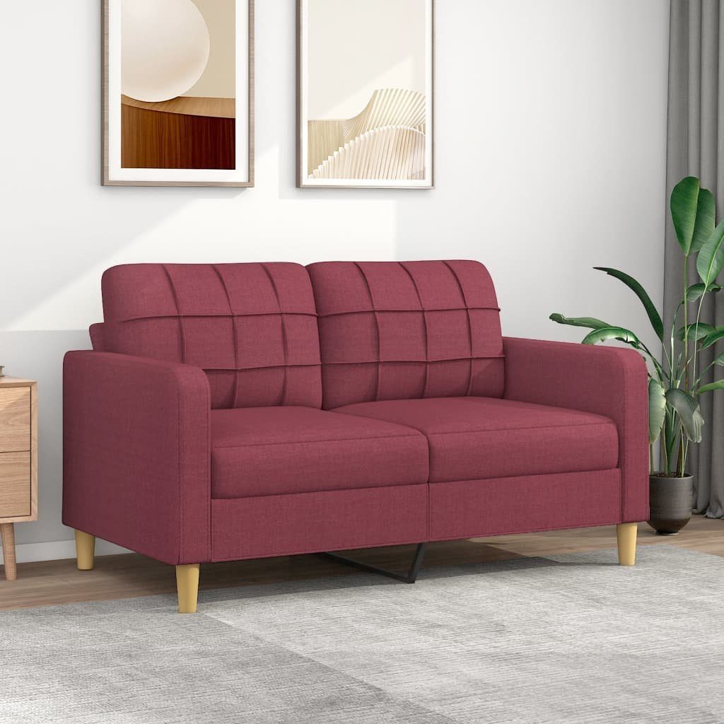 vidaXL Sofa 2-Sitzer-Sofa Weinrot 140 cm Stoff