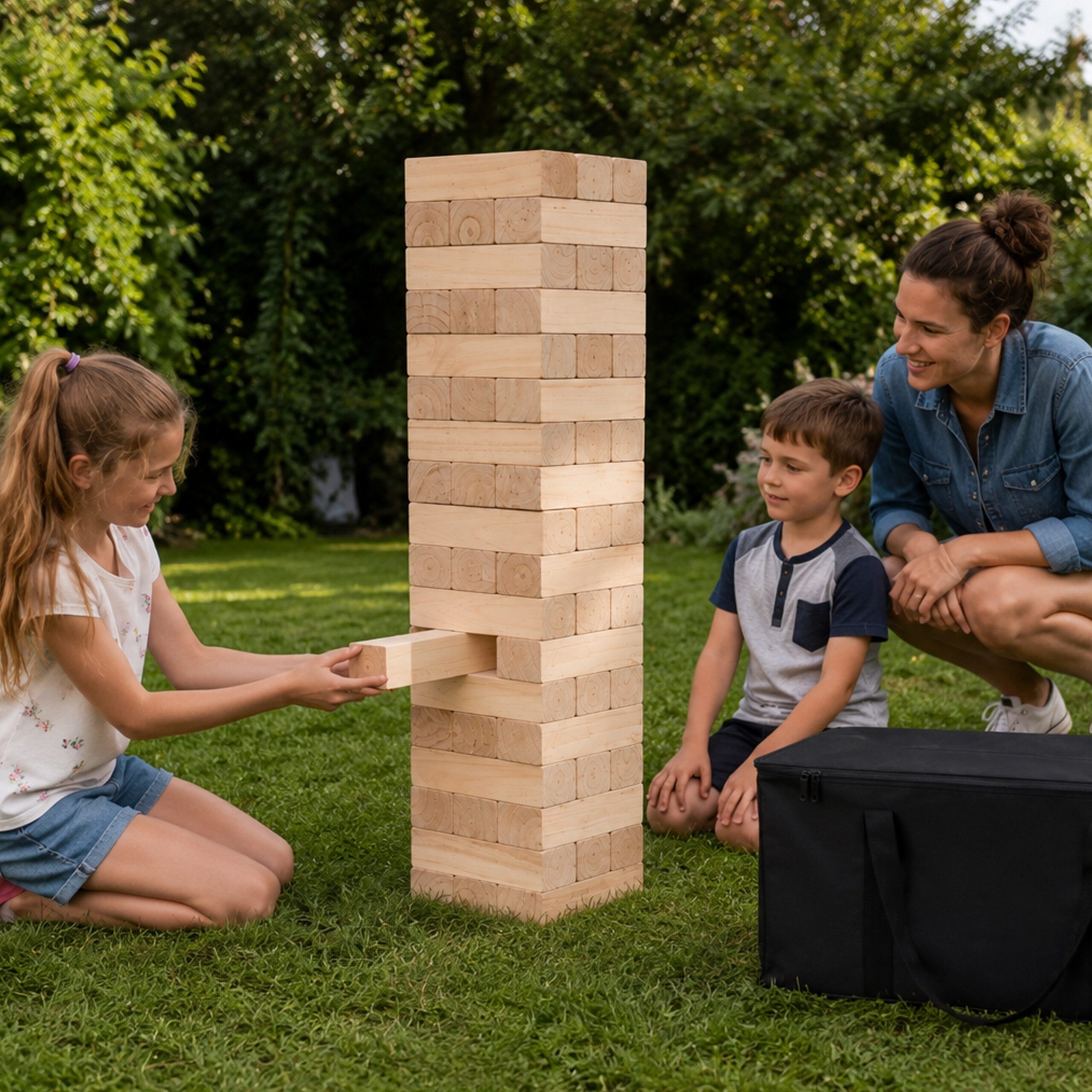 relaxdays Stapelspielzeug XXL Wackelturm Holz