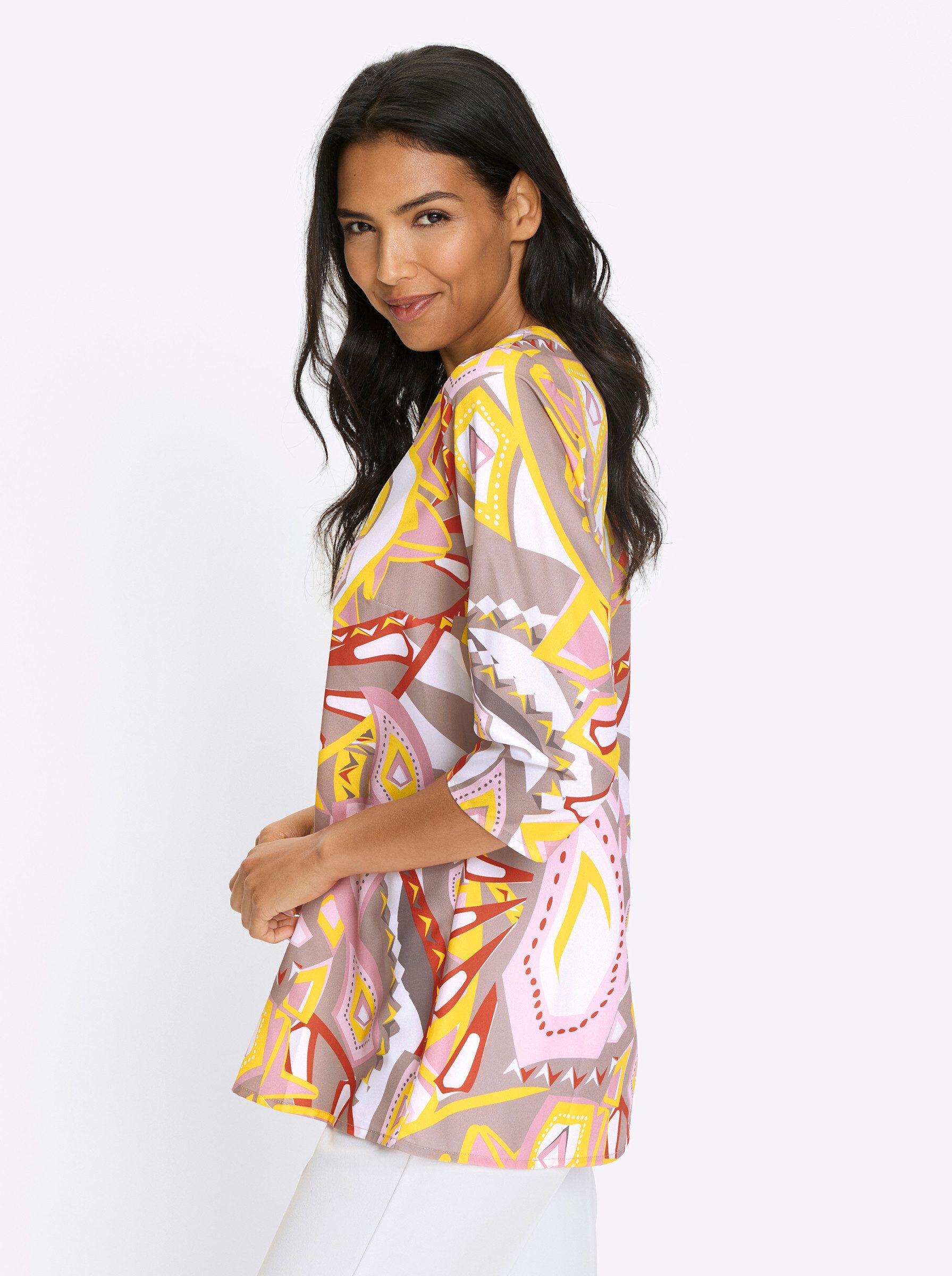 Sieh an! Klassische Bluse Longbluse 3/4-Arm