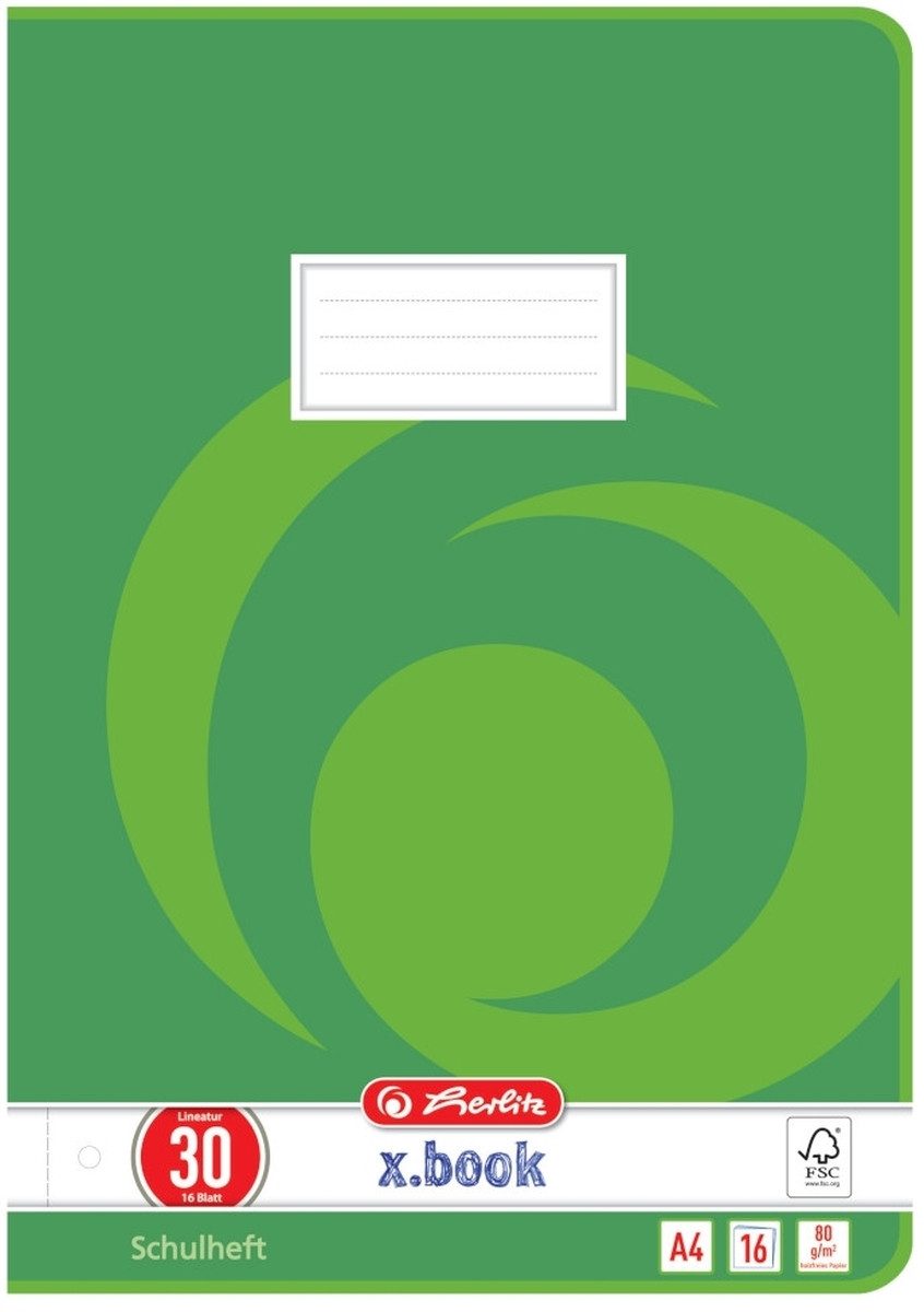 Herlitz Schulheft Schulheft A4 16 Blatt Lineatur 30 FSC Mix