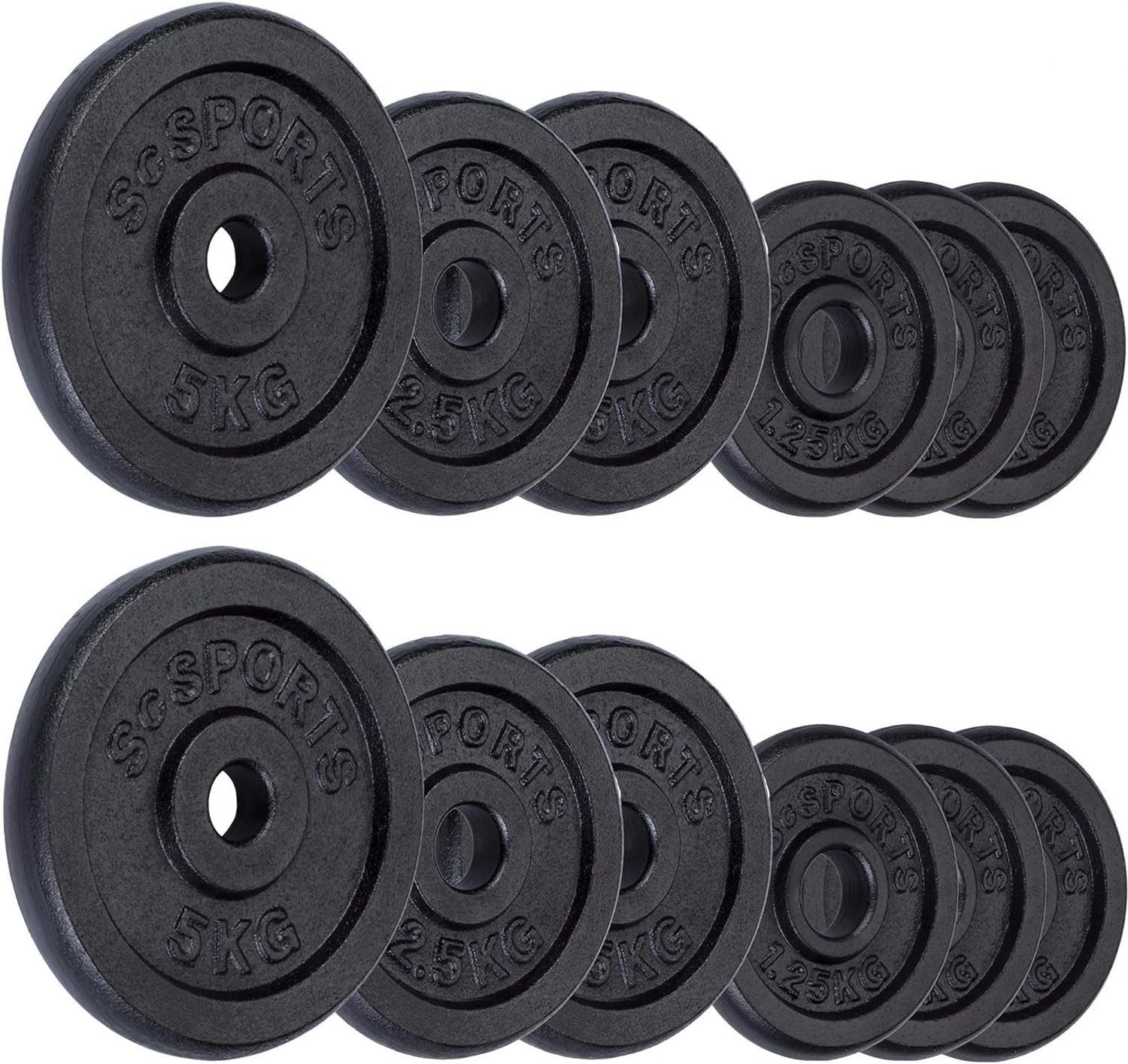 Hantelscheiben-Set Aus Zement – 4 X 5 Kg (20 Kg Gesamt), Kunststoffummantelt, Für Langhantel & Kurzhantel