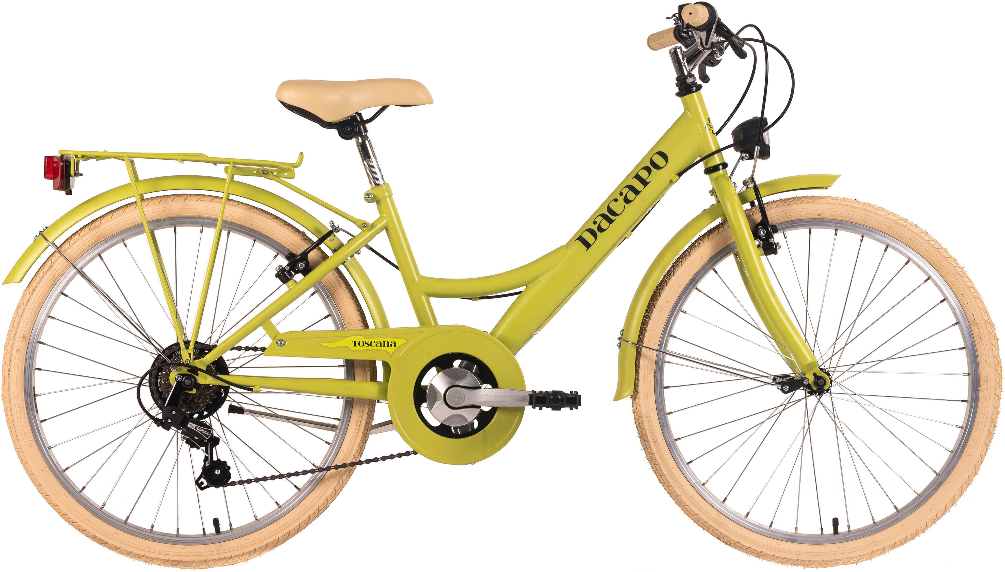 Dacapo Kinderfahrrad Kinderfahrrad 24'' Toscana grün 6 Gänge RH 41 cm, 6 Gang Shimano Tourney Schaltwerk, Kettenschaltung