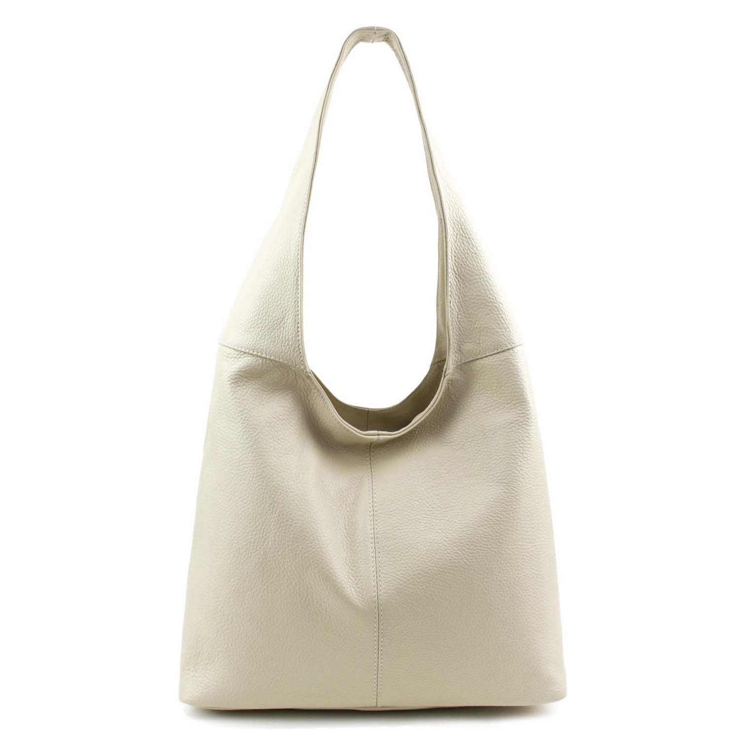 ITALYSHOP24 Shopper Made in Italy Damen echtes Leder Tasche Schultertasche Umhängetasche, Hobo Bag große Hauptfach Alltagstasche mit viel Stauraum leicht bequem