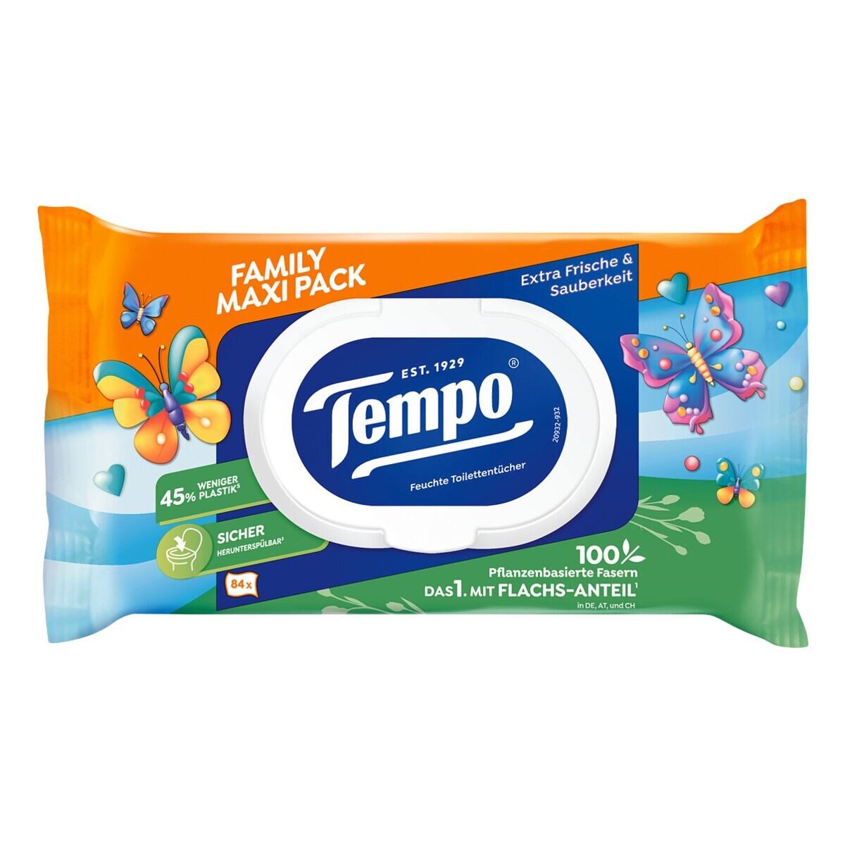 TEMPO feuchtes Toilettenpapier Maxipack Limited Edition Family Fresh, 1-lagig, 84 Tücher