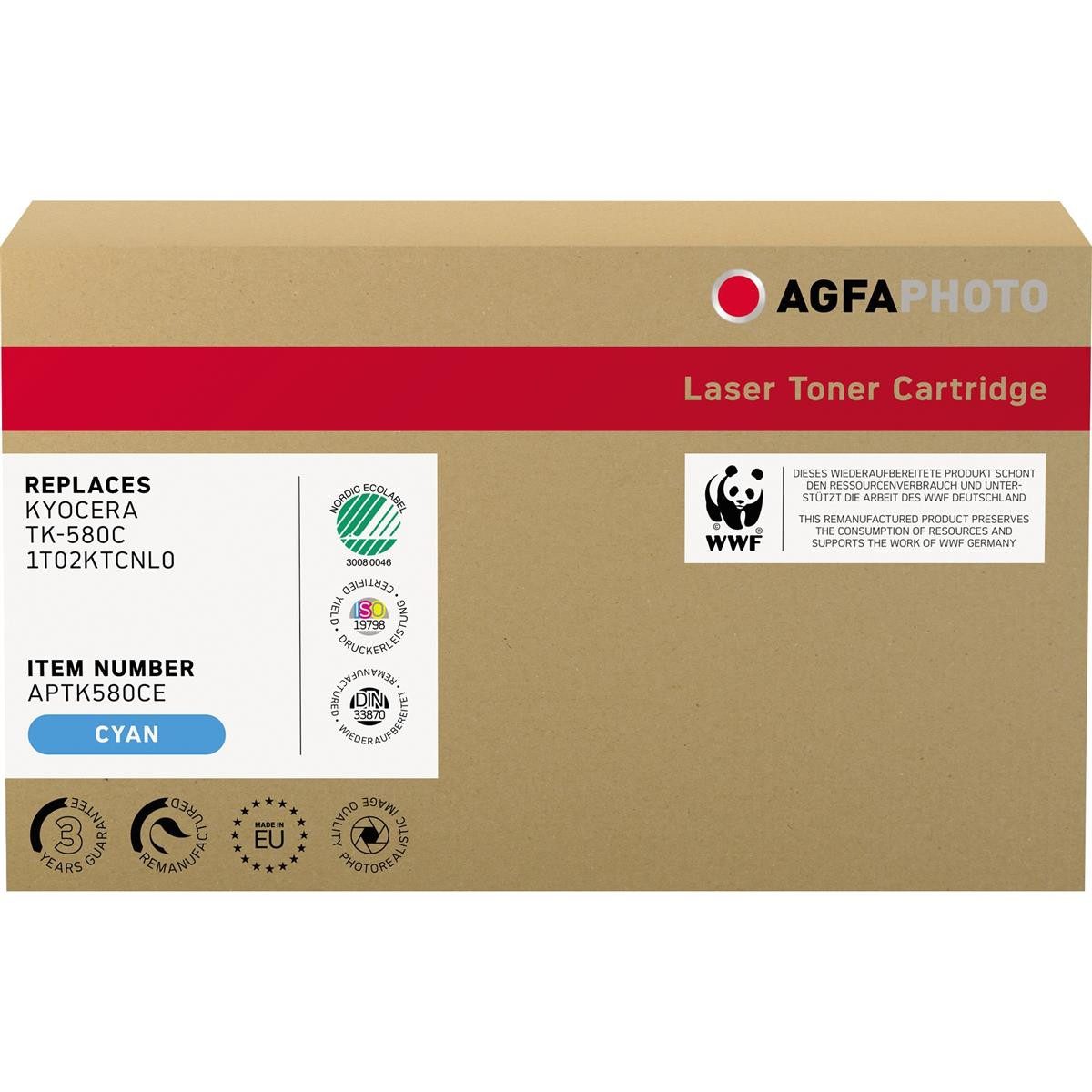 AgfaPhoto Tonerkartusche AgfaPhoto Toner APTK580CE wie Kyocera TK-580C cyan