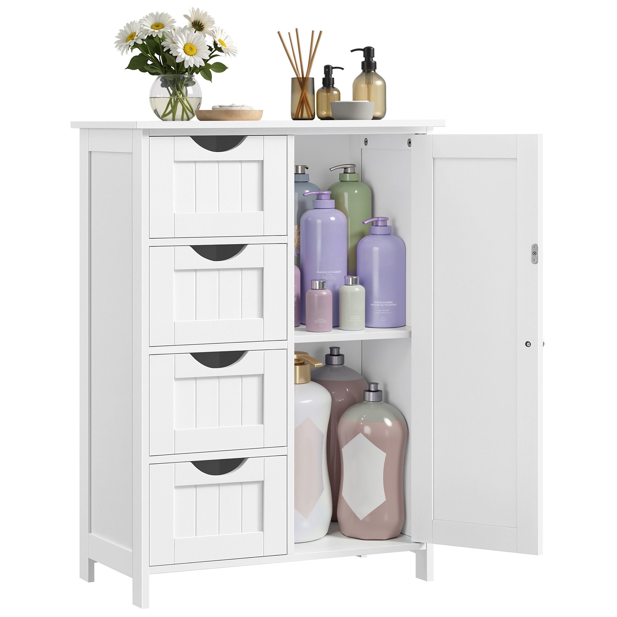VASAGLE Badmöbel-Set Badezimmerschrank Badschrank Beistellschrank, mit günstig online kaufen