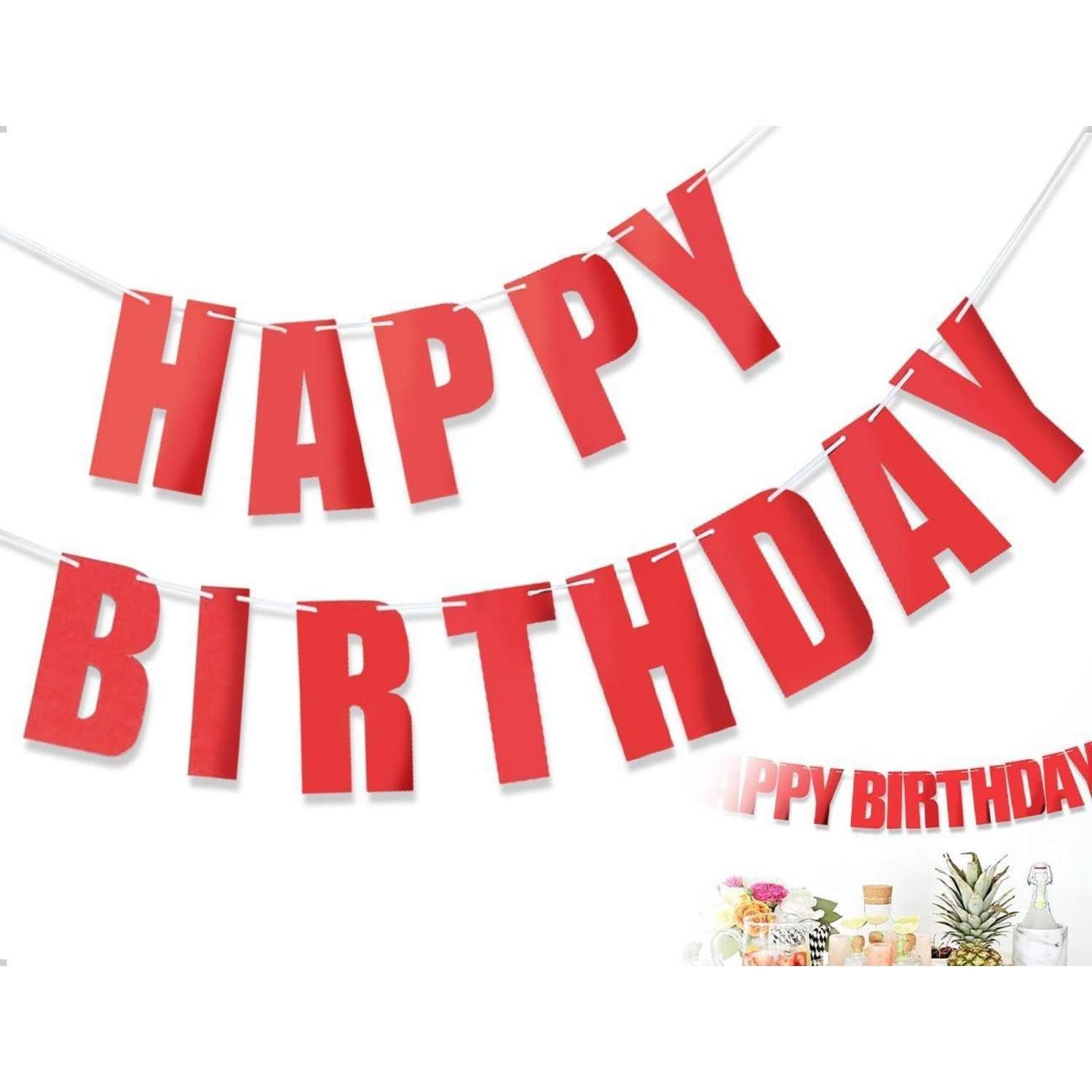 LuxusKollektion Girlande Happy Birthday Girlande Rot