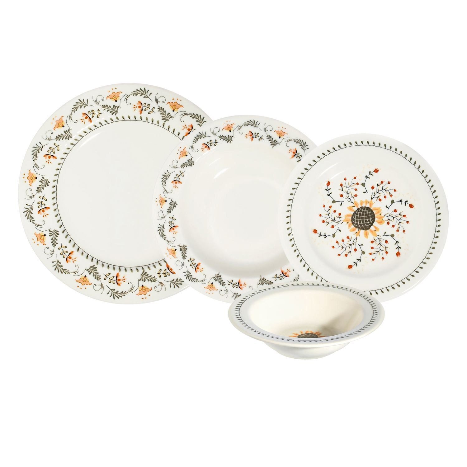 Hermia Concept Geschirr-Set Sunflower (24-tlg), 6 Personen, Porzellan, 24-teiliges Set