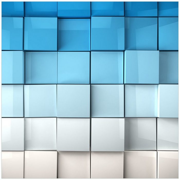 Wallario Tischplatte Blau-weiße Kisten Schachteln Muster (1 St) für Ikea Lack Tisch geeignet