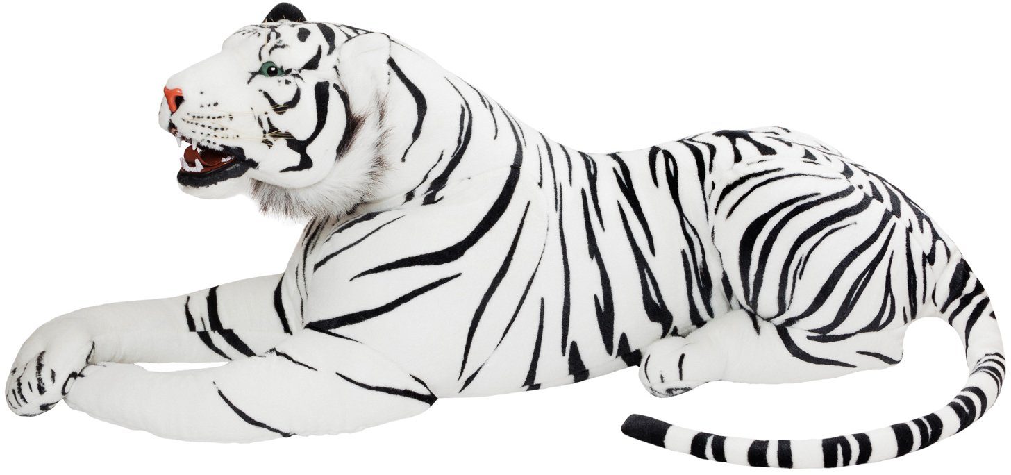 BRUBAKER Kuscheltier Brüllender Tiger mit Zähnen 130 cm groß (1-St., liegend lebensecht), Stofftier Plüschtier