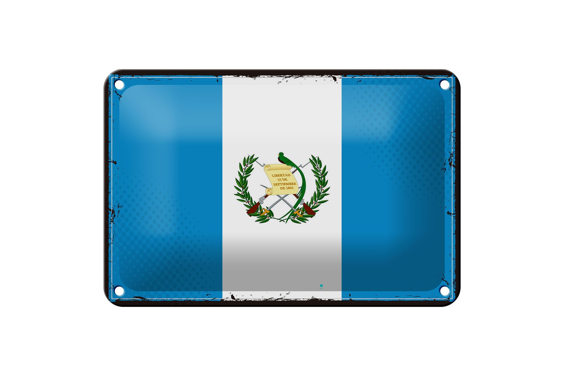Femer GmbH Metallschild Flagge Guatemalas 18x12cm Retro Flag Guatemala, (1 St), gewölbte Oberfläche, abgerundete Ecken, umgeschlagene Kanten