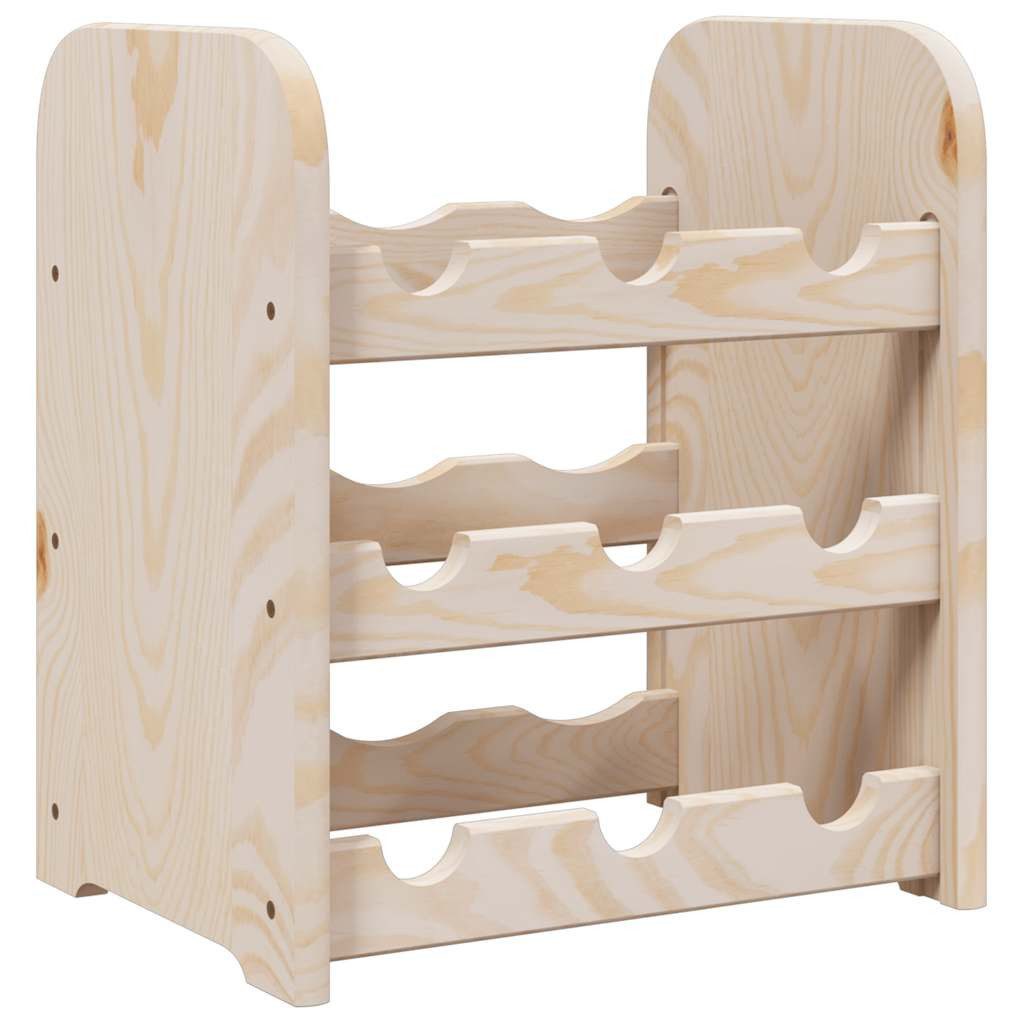 furnicato Weinregal aus massivem Kiefernholz 33x25x37 cm in Naturfarbe, 1-tlg., Flaschenhalter mit 3 Ebenen für 9 Flaschen, geeignet für den Keller