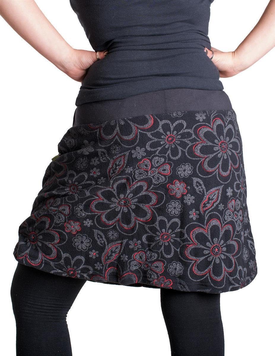 Vishes A-Linien-Rock Vishes Warmer Fleece Rock mit aufgestickten Blumen Cac günstig online kaufen