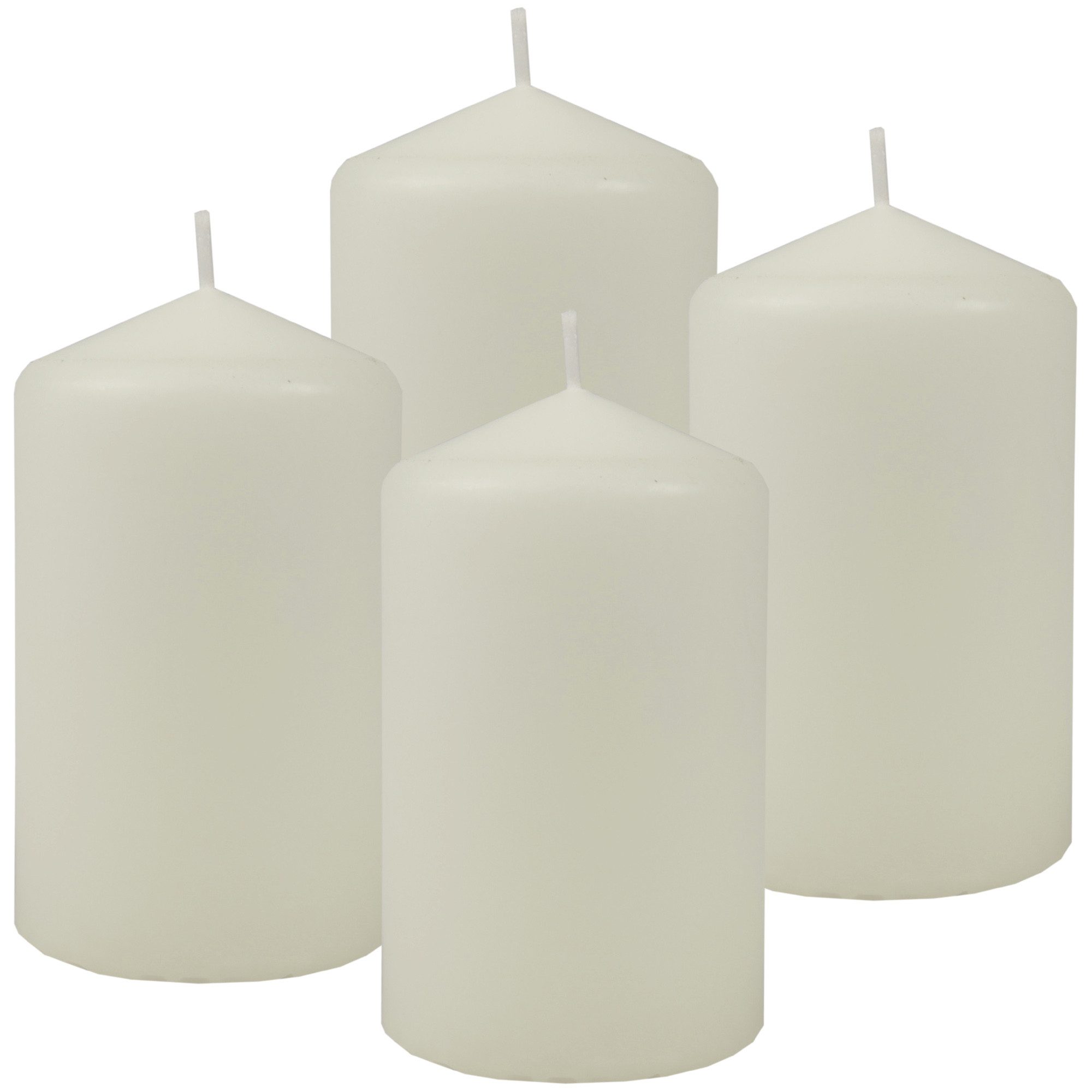 HS Candle Stumpenkerze Ø6cm x 10cm (4-tlg), Wachskerzen, Made in EU, 25h Brenndauer, Baumwolldocht