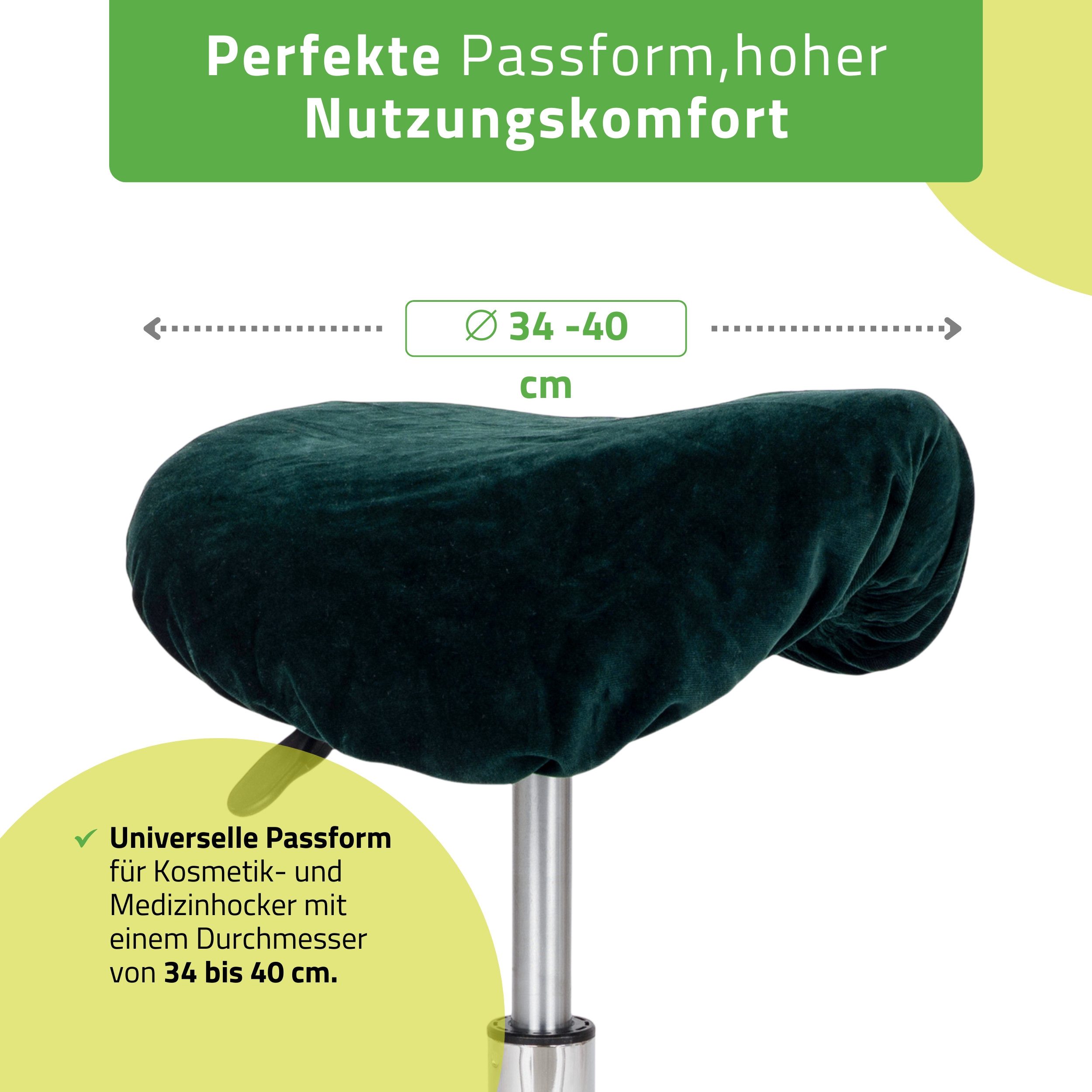 Habys Massageliege Velours Bezug für Rollhocker, Drehhocker, Durchmesser 34-40 cm