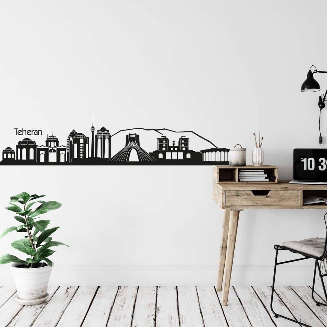 Wandtattoo Stadt Wandtattoo Teheran Skyline schwarz Silhouette modern 120cm