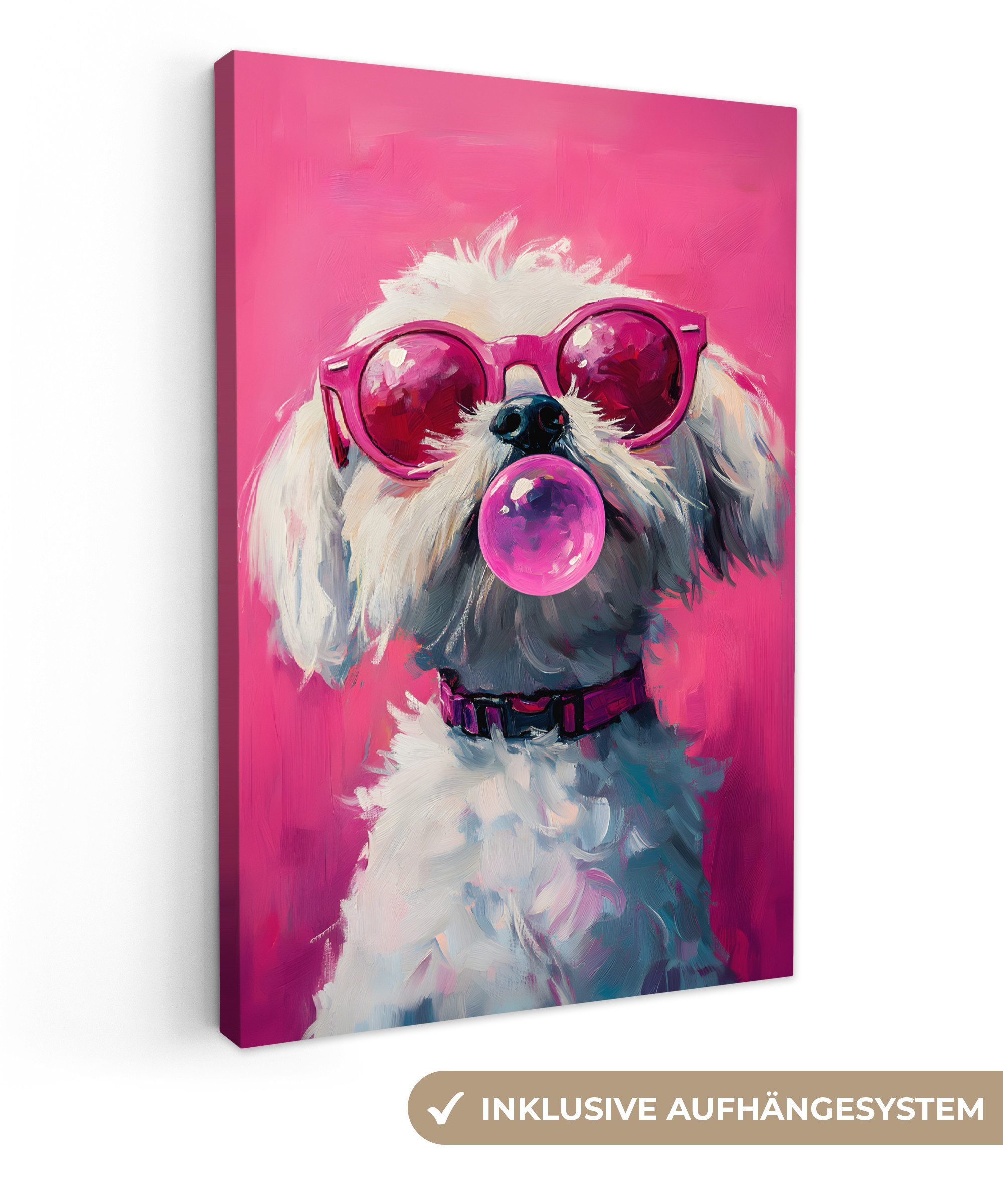 OneMillionCanvasses® Leinwandbild Rosa - Hund - günstig online kaufen