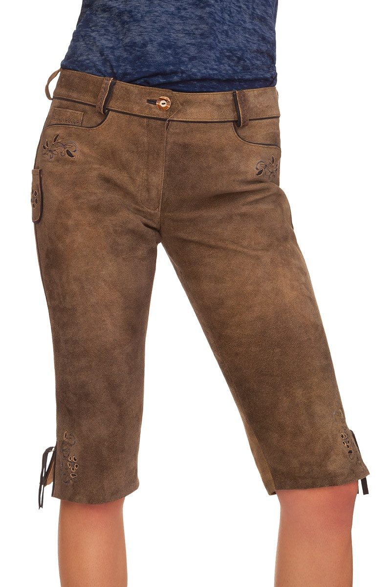 Lederhose Trachtenlederhose Damen - GAELA - schlamm