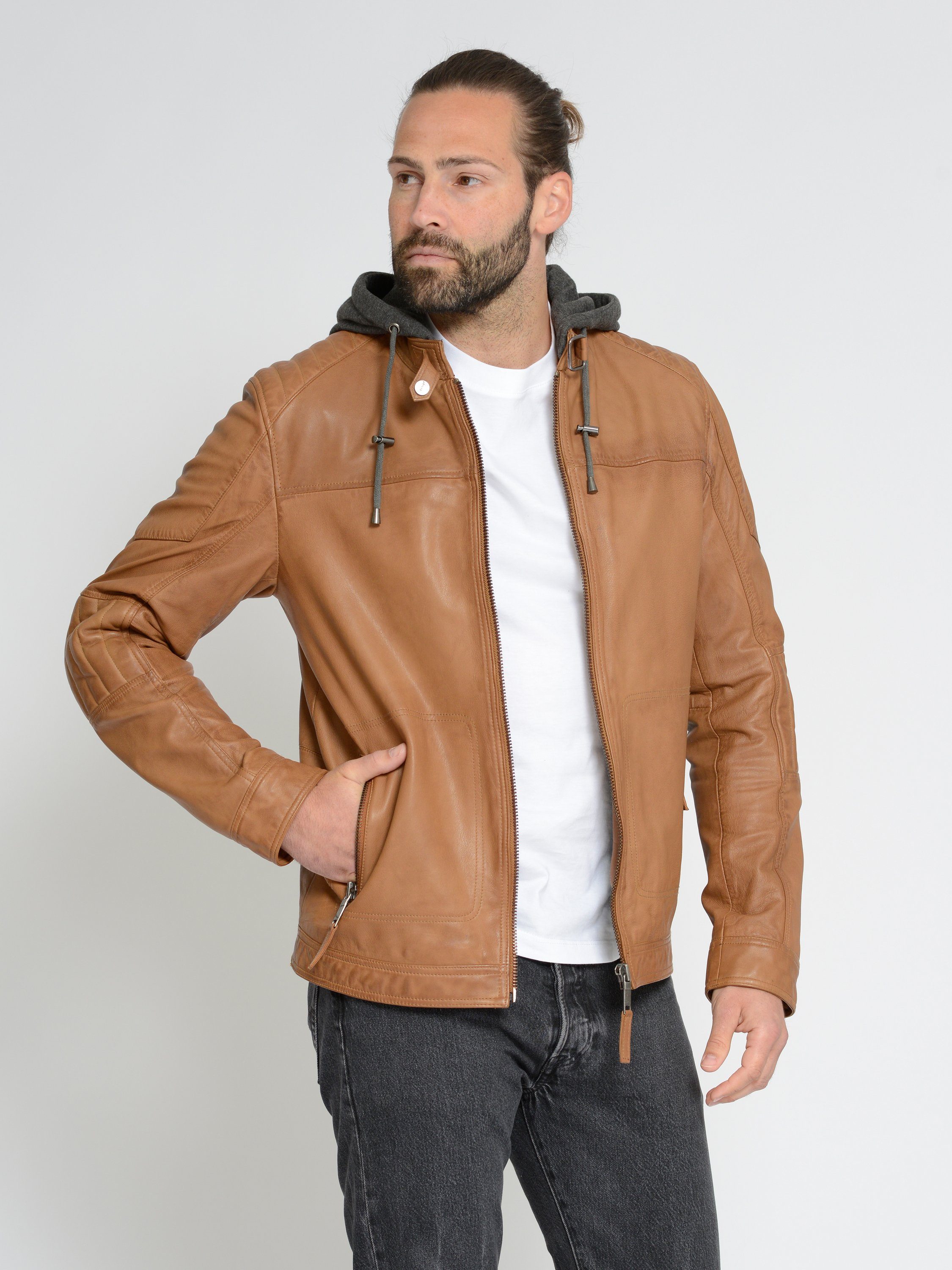 42021309 Lederjacke Maze cognac