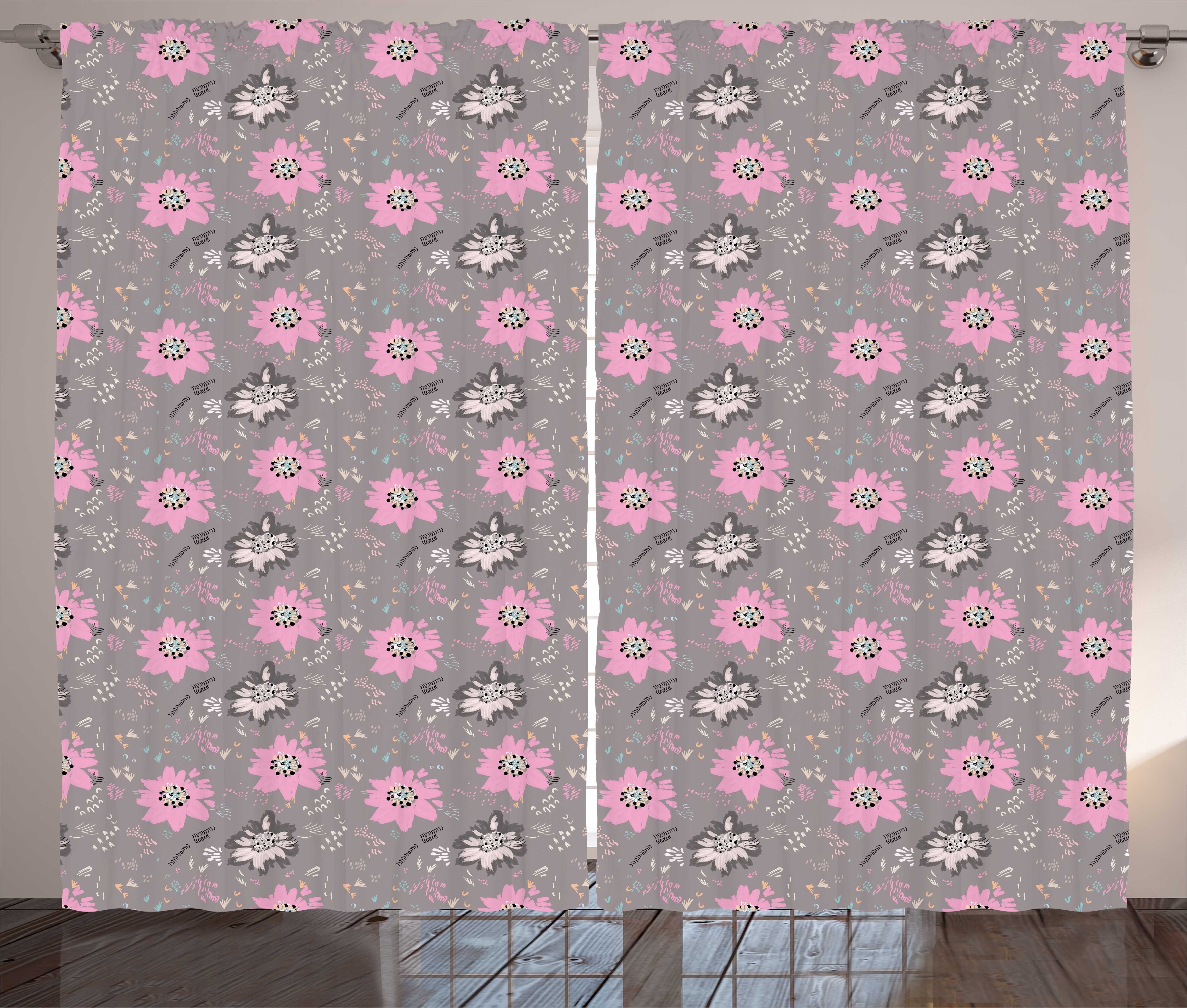Abakuhaus, Schlaufen Vorhang und blühende mit Abstrakt Blume Gardine Garten-Kunst Schlafzimmer Kräuselband Haken,