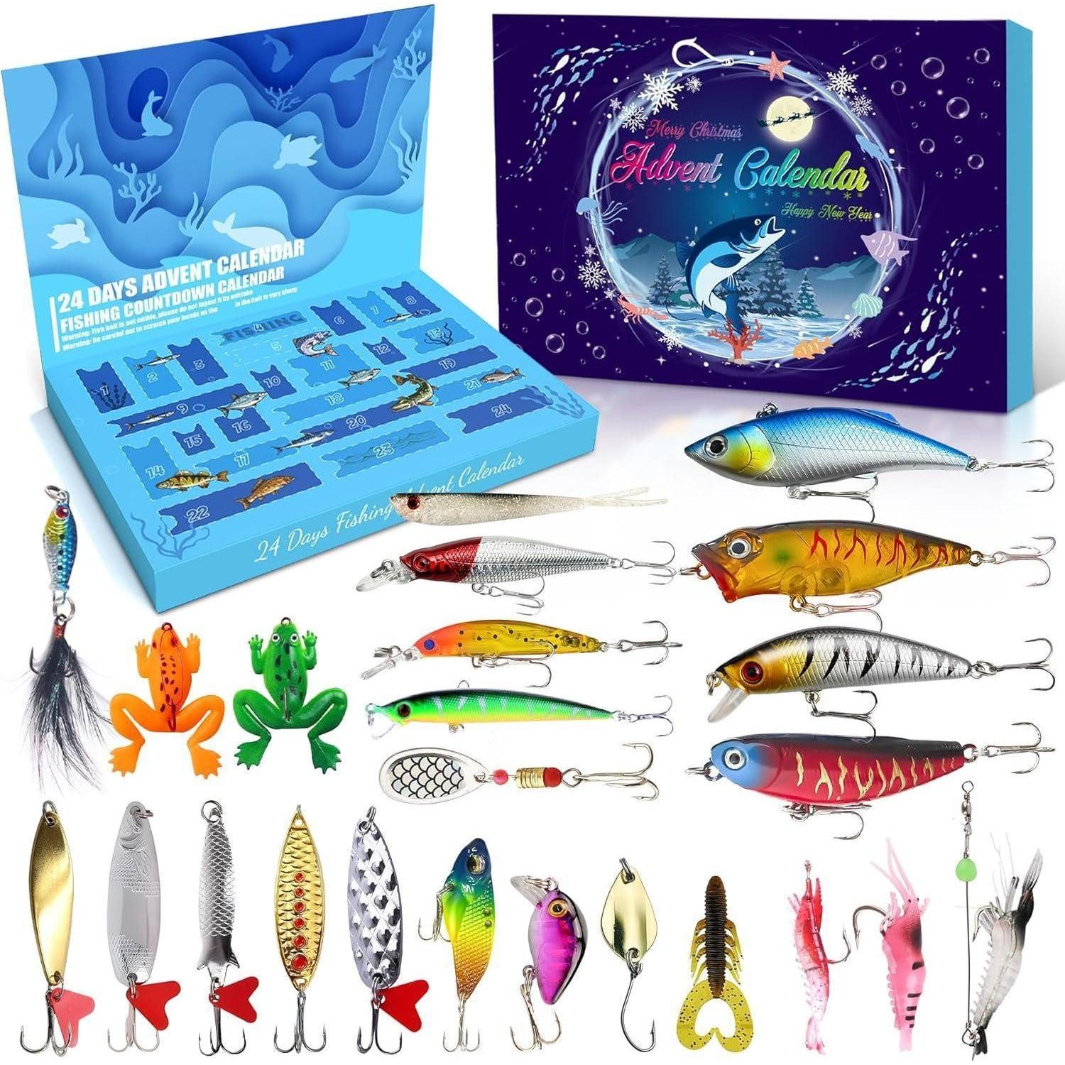 LuxusKollektion befüllbarer Adventskalender Adventskalender Angeln 2026 mit 24 Ködern Geschenk für Angler
