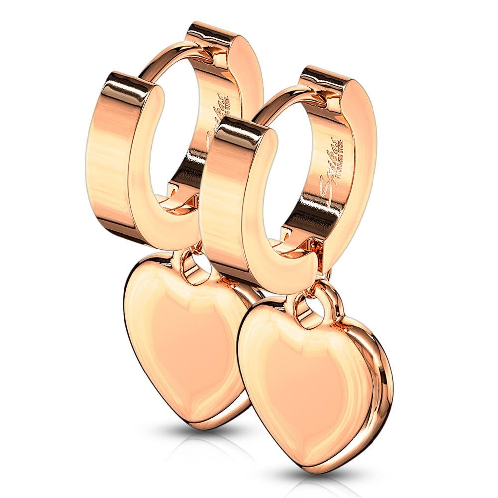 Creolen-Set Creolen mit Herzanhänger rosegold aus Edelstahl Damen