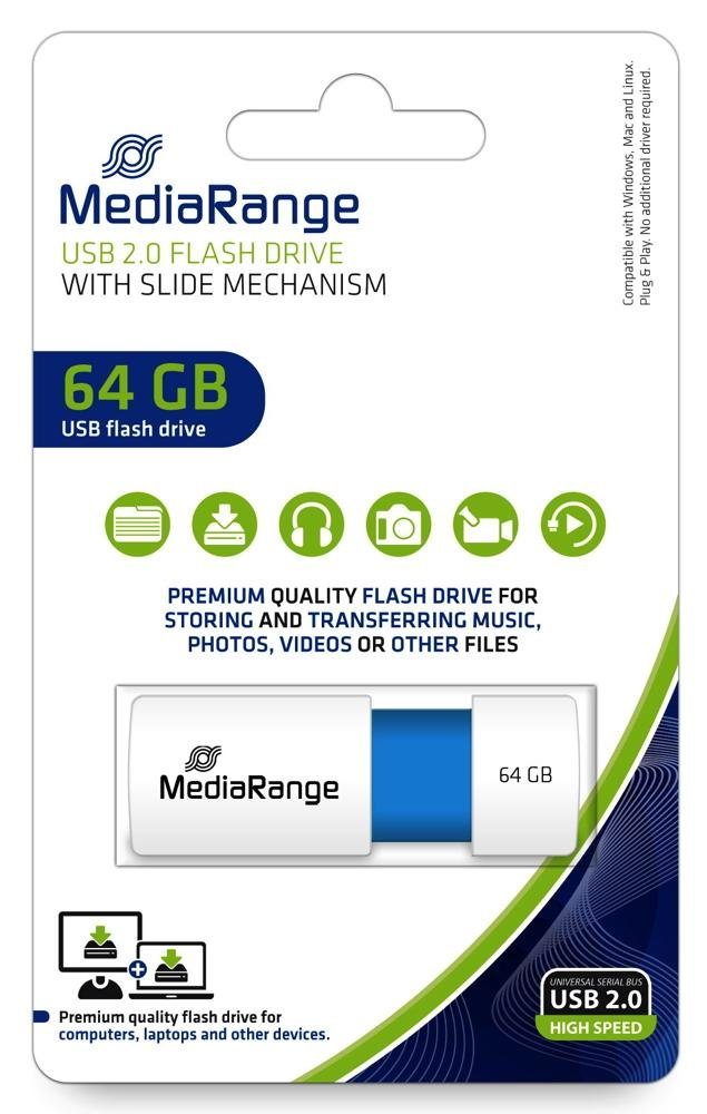 Mediarange Mediarange USB Stick 64GB Speicherstick Color Edition blau USB-Stick