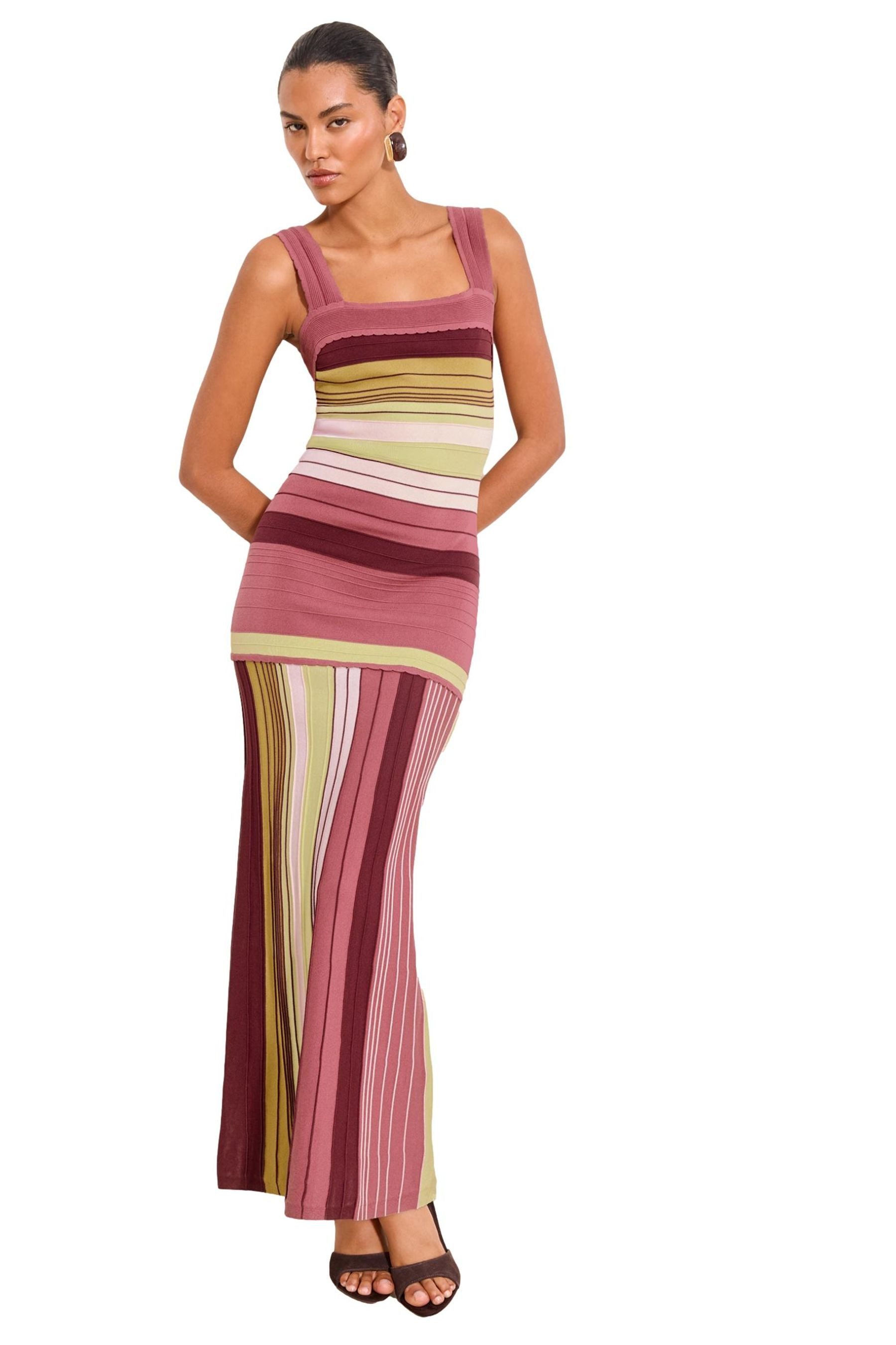 LIPSY Strickkleid Lipsy Maxikleid aus Strick mit Streifen, Kurzgröße (1-tlg)