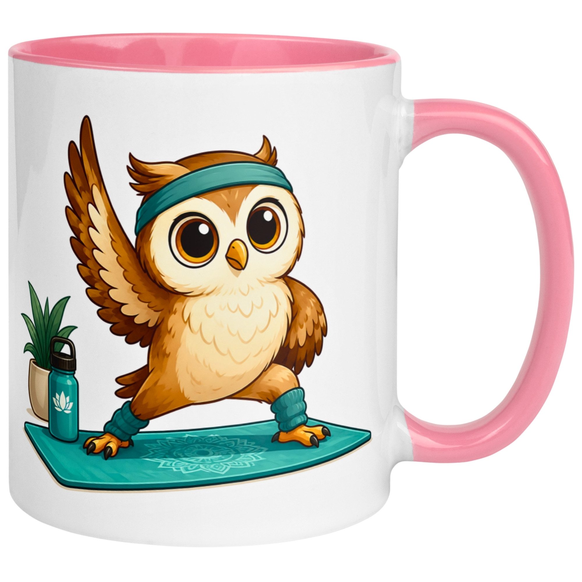 Momentals Tasse Eule – Yoga Eule – lustiger Eulen Geschenk Becher Fitness Sport Fans, 2-seitig bedruckt · Links-&Rechtshänder · Spülmaschinenfest