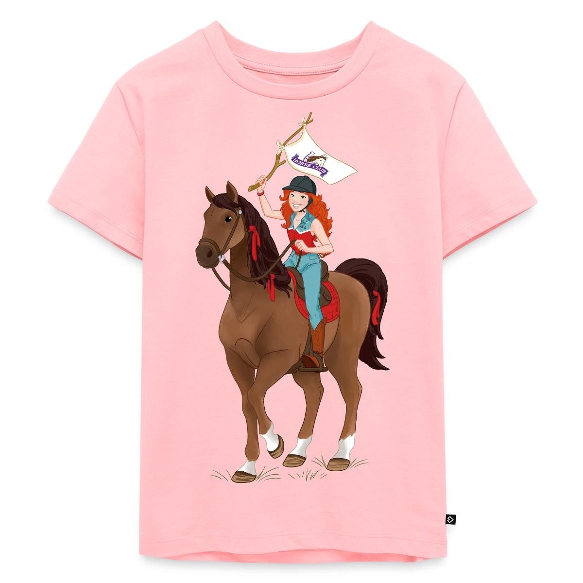 Spreadshirt T-Shirt Schleich Horse Club Hannah auf Pferd Cayenne Kinder Premium T-Shirt (1-tlg)