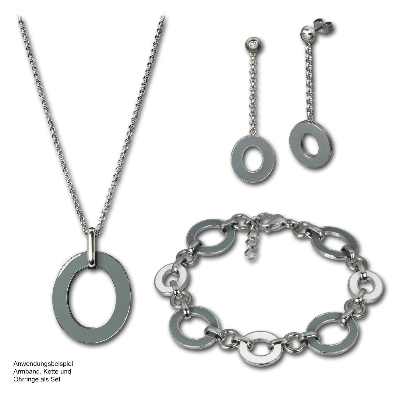Amello Edelstahlarmband Amello Oval Armband grau weiß Damen (Armband), Armband (Oval) ca. 18cm + 2cm Verlängerung, Edelstahl (Stainless Steel
