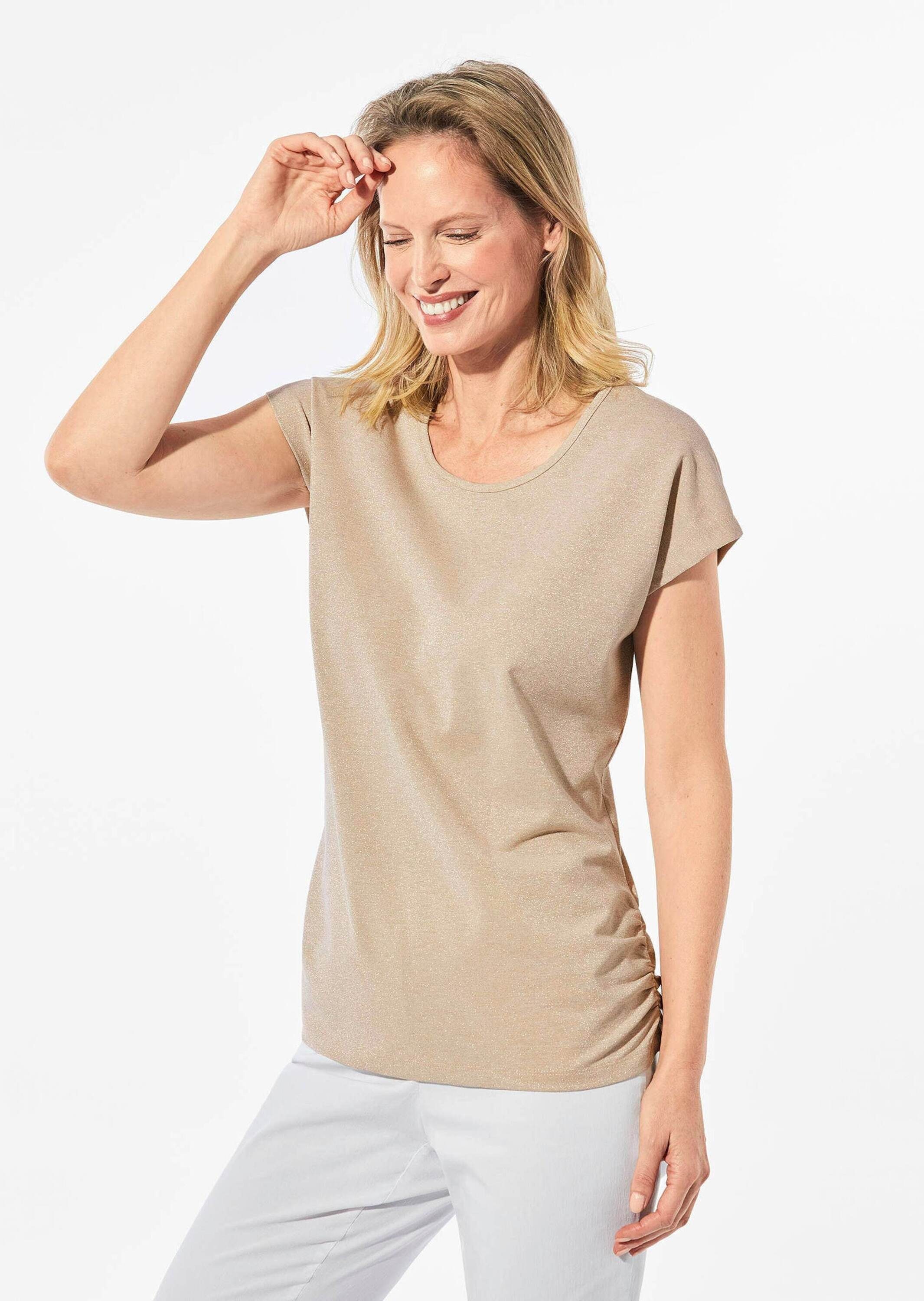 GOLDNER Shirttop Top mit effektvollem Glanz